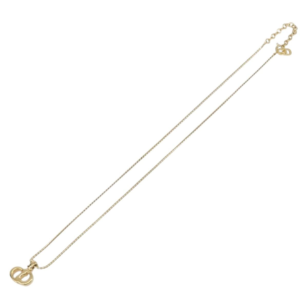 Christian Dior Necklace Metal Gold Tone Auth ka6711