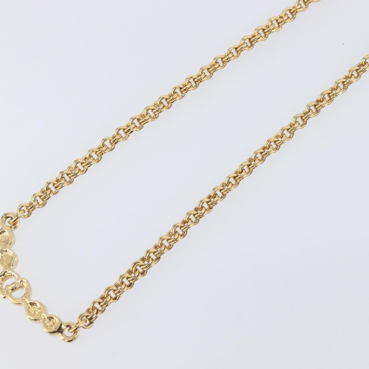 Christian Dior Necklace Metal Gold Tone Auth ka6712