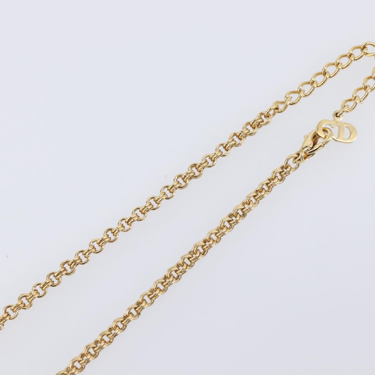 Christian Dior Necklace Metal Gold Tone Auth ka6712