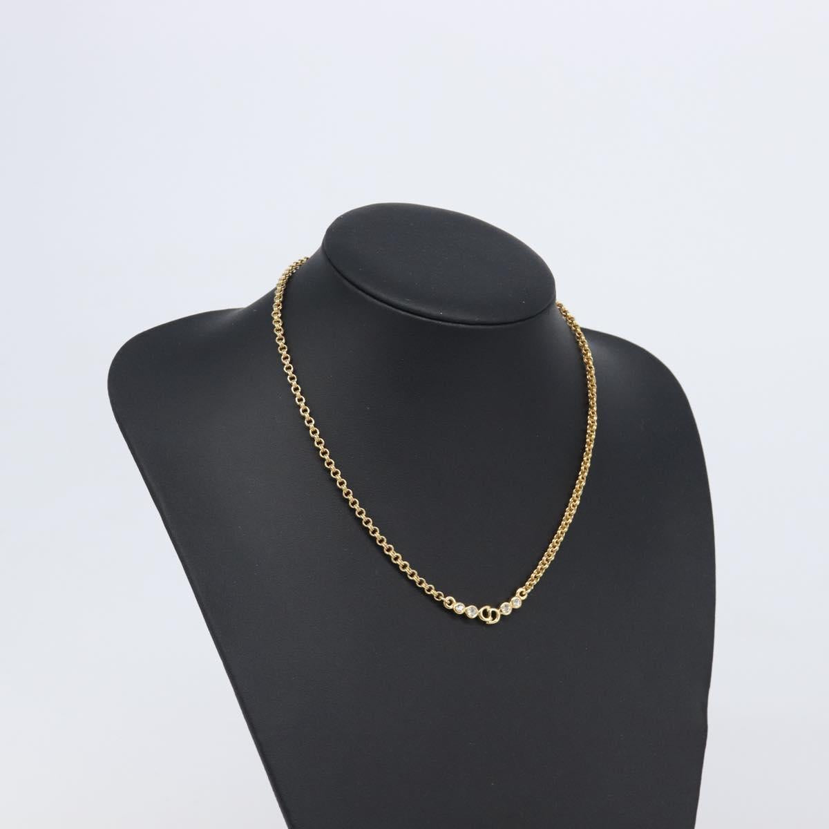 Christian Dior Necklace Metal Gold Tone Auth ka6712