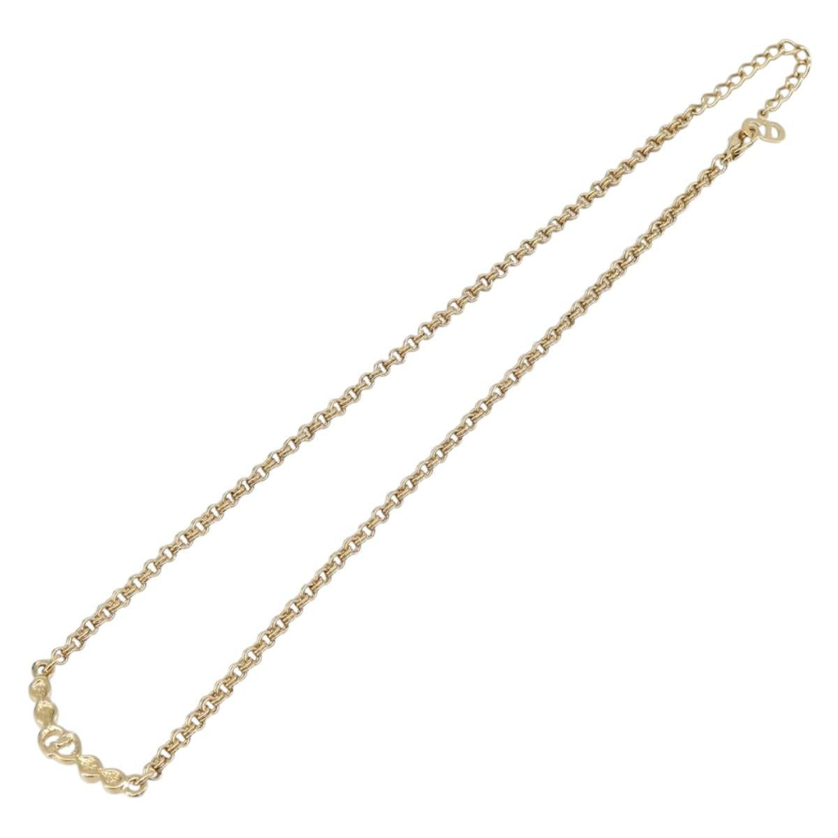 Christian Dior Necklace Metal Gold Tone Auth ka6712