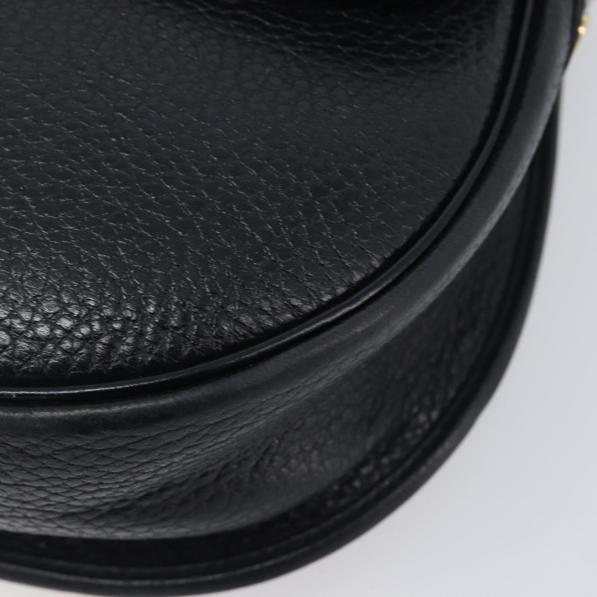 Christian Dior Shoulder Bag Leather Black Gold Tone Auth ka6720