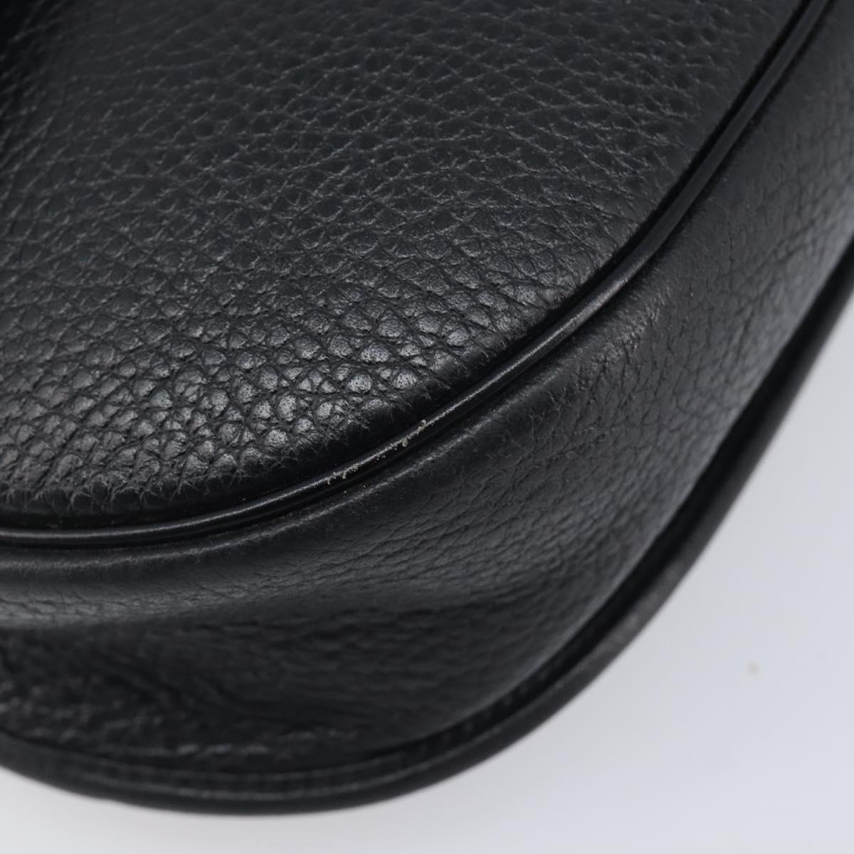Christian Dior Shoulder Bag Leather Black Gold Tone Auth ka6720