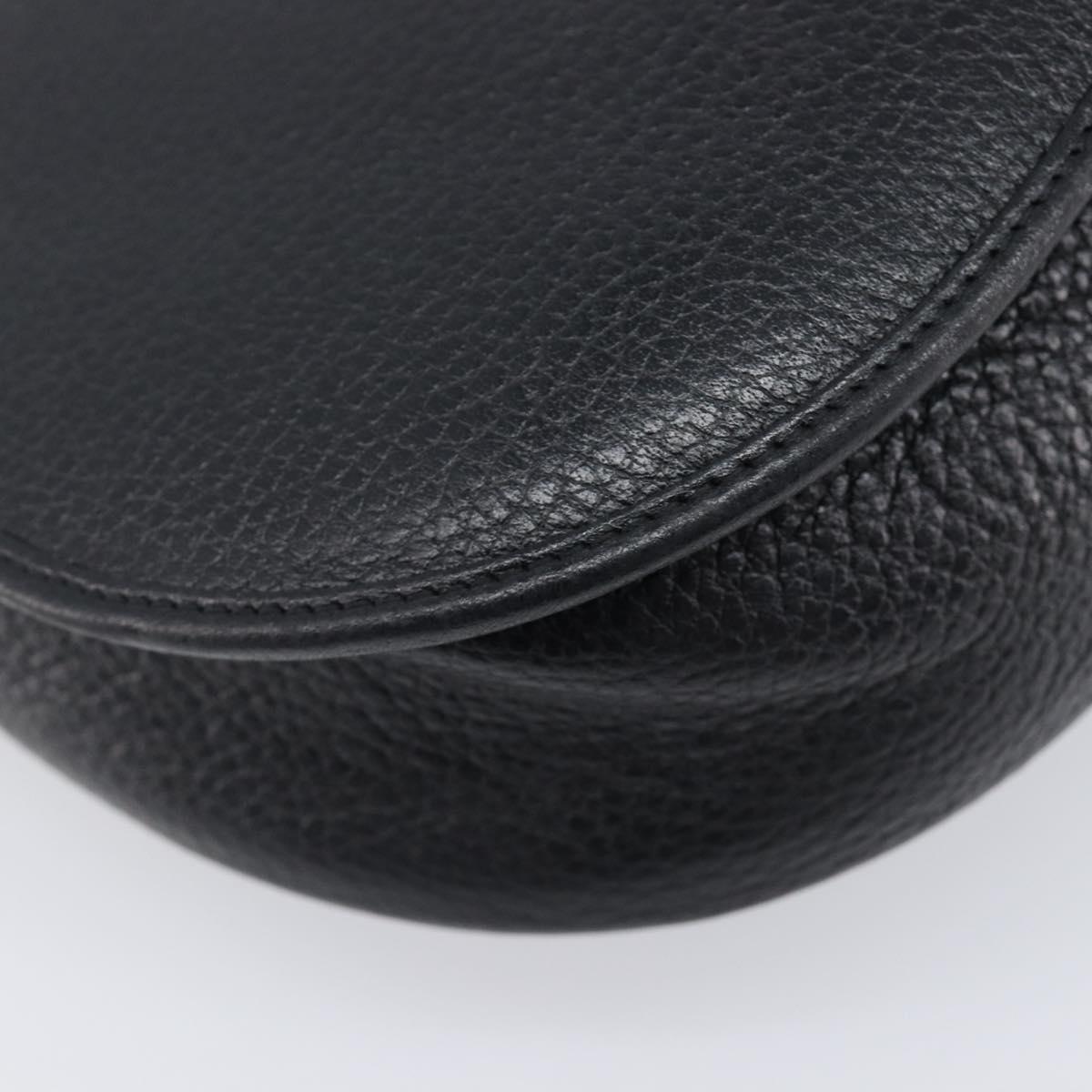 Christian Dior Shoulder Bag Leather Black Gold Tone Auth ka6720