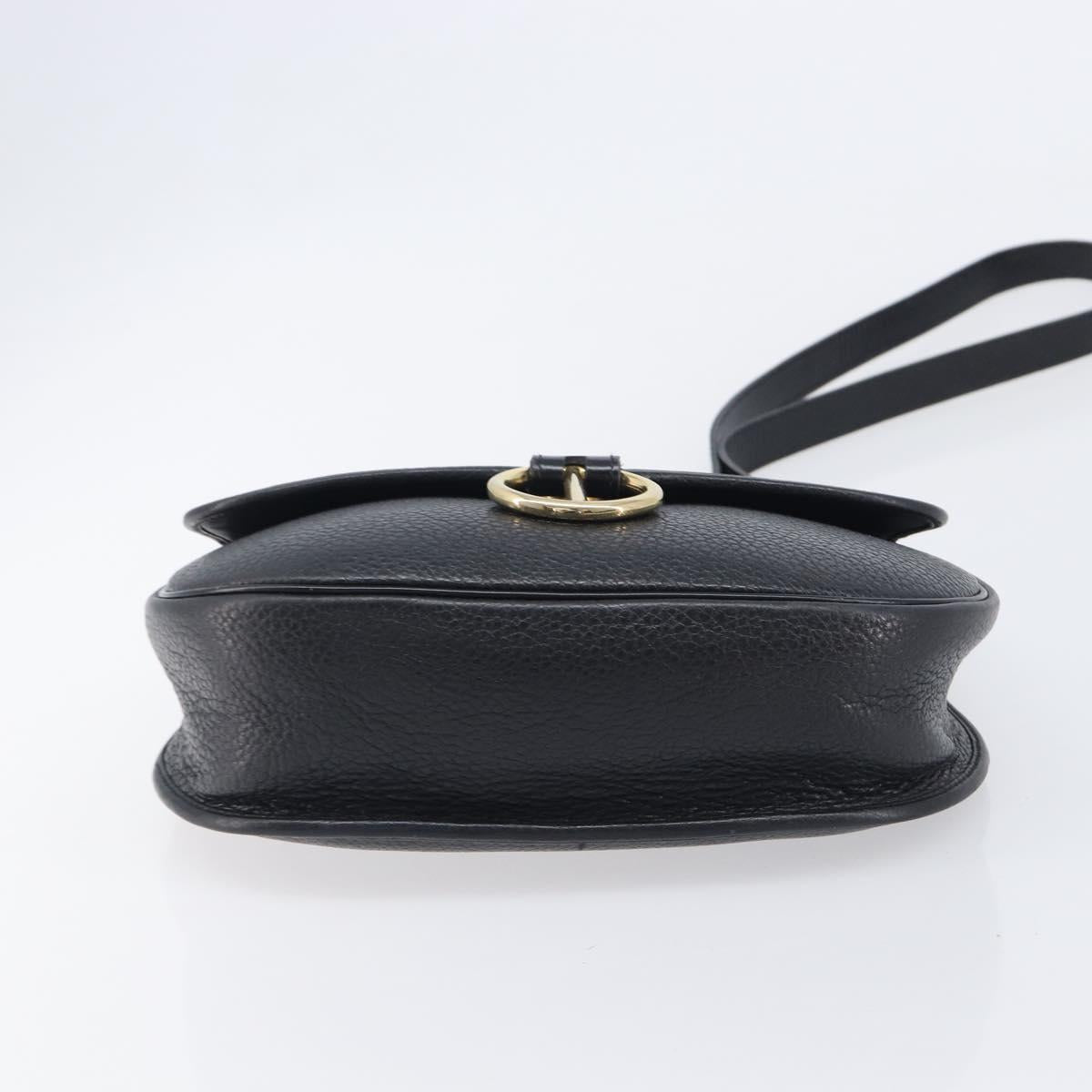Christian Dior Shoulder Bag Leather Black Gold Tone Auth ka6720