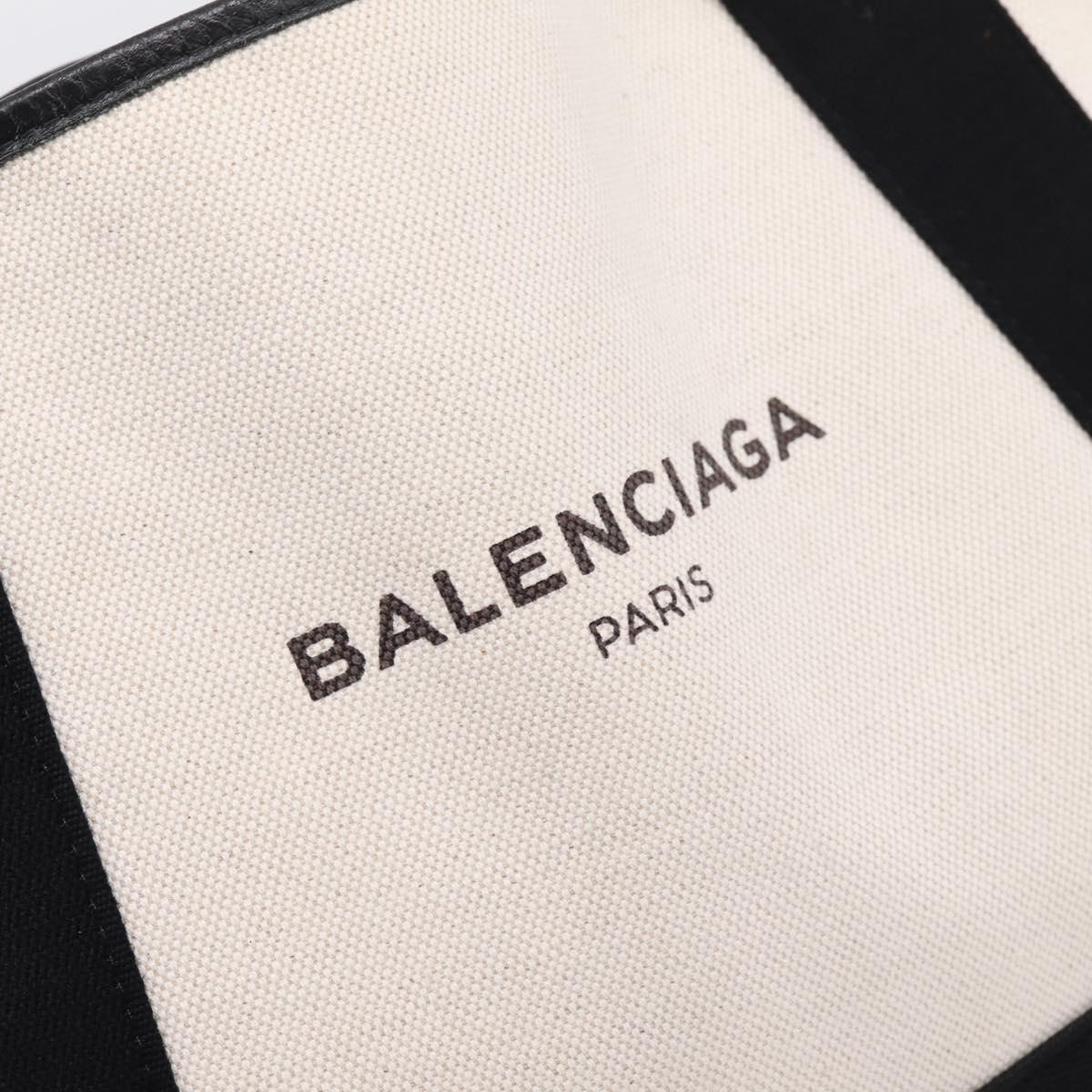 Balenciaga Navy Cabas S Tote Bag Canvas White Black 339933 Auth ka6724A