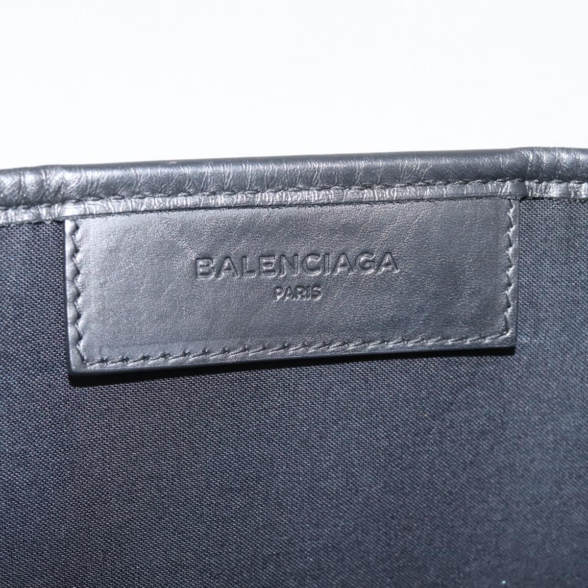 Balenciaga Navy Cabas S Tote Bag Canvas White Black 339933 Auth ka6724A