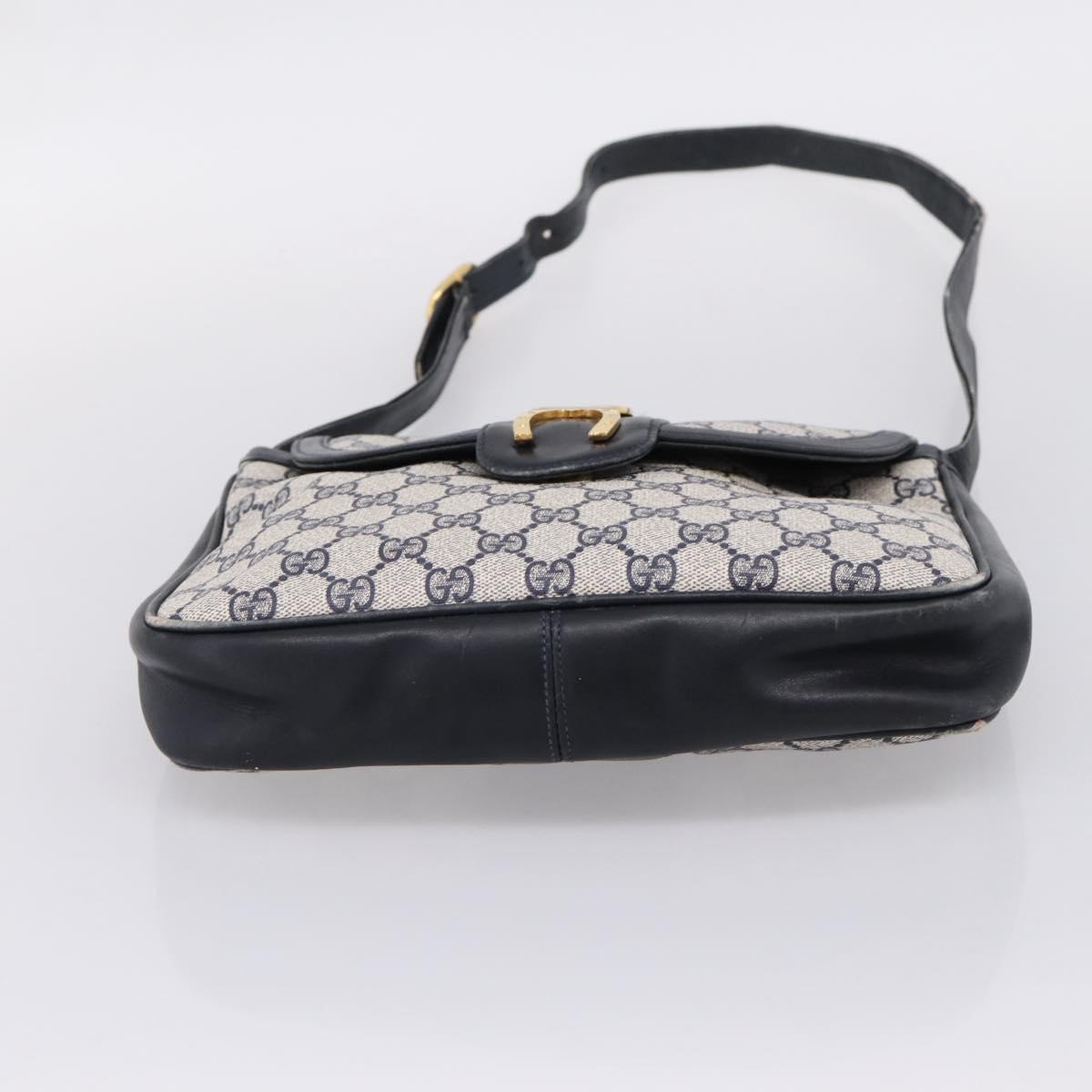 GUCCI GG Supreme Sherry Line Shoulder Bag PVC Navy Gold 30 001 1915 Auth ka6725