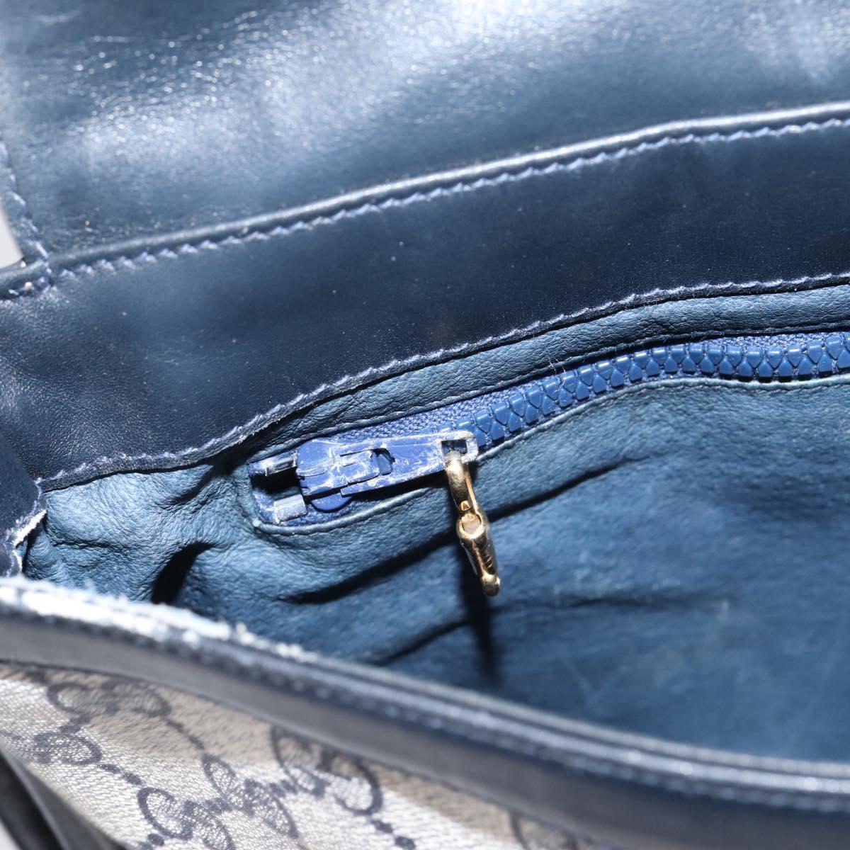GUCCI GG Supreme Sherry Line Shoulder Bag PVC Navy Gold 30 001 1915 Auth ka6725