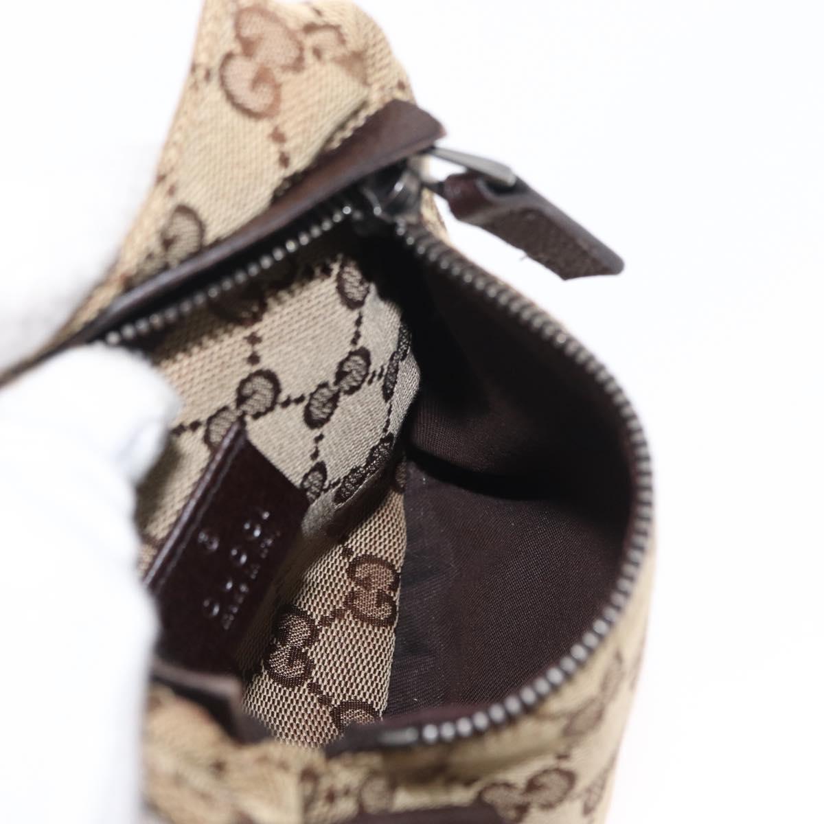 GUCCI GG Canvas Waist Bag Beige Silver 28566 Auth ka673