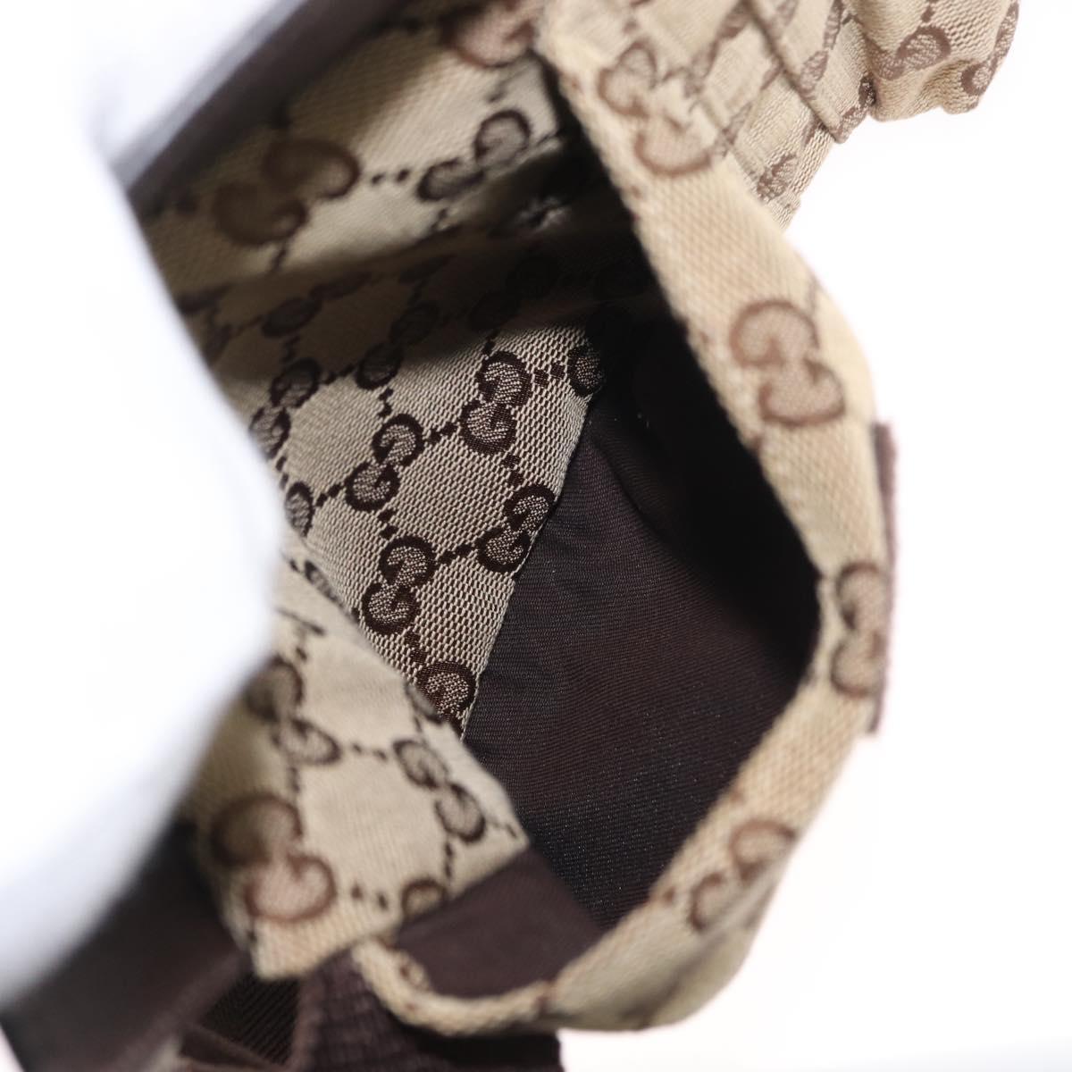 GUCCI GG Canvas Waist Bag Beige Silver 28566 Auth ka673