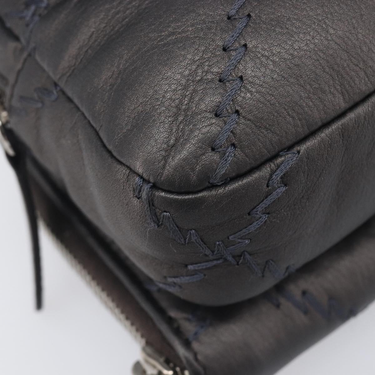 CHANEL Ultra Stitch Chain Shoulder Bag Lamb Skin Gray Silver CC Auth ka6731V