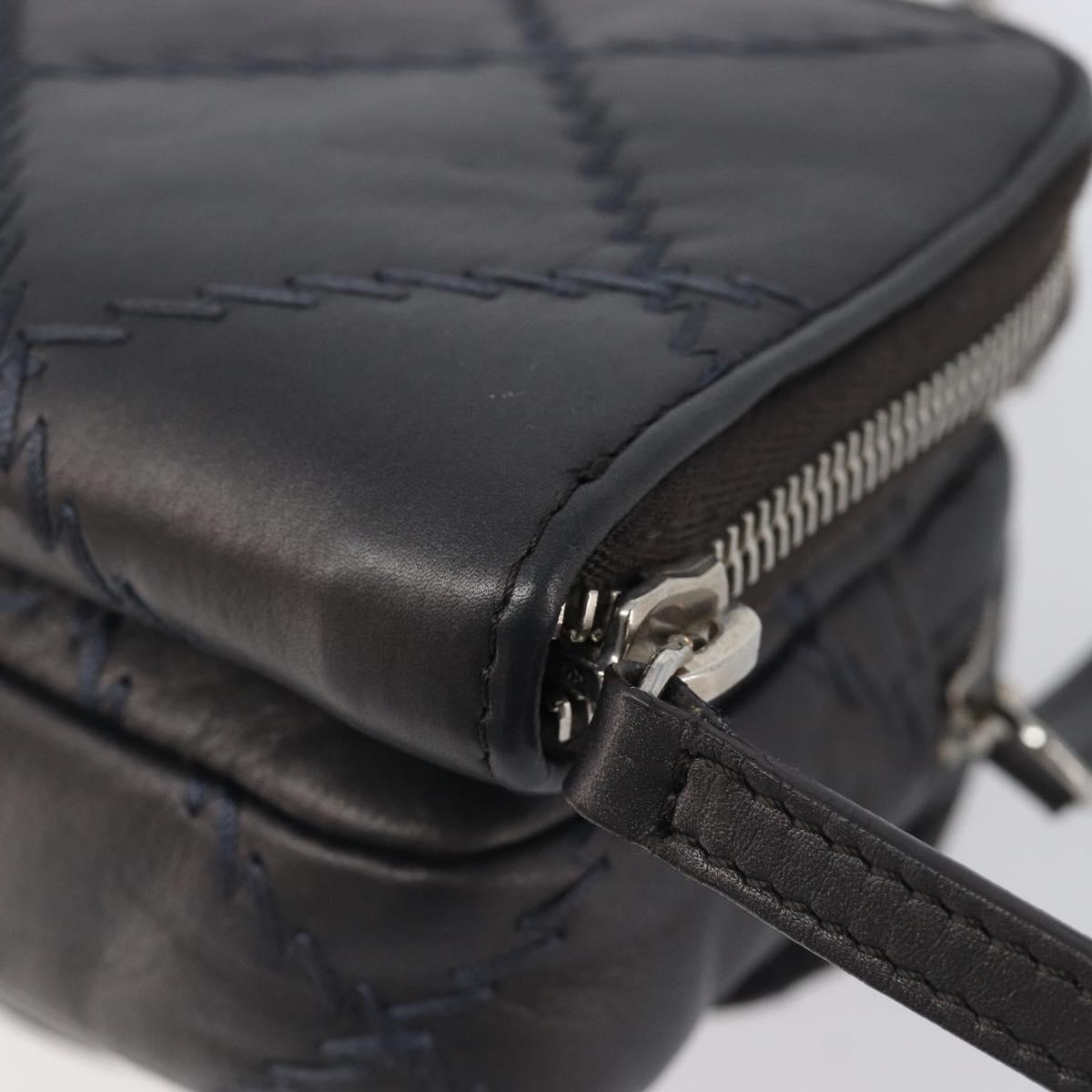 CHANEL Ultra Stitch Chain Shoulder Bag Lamb Skin Gray Silver CC Auth ka6731V