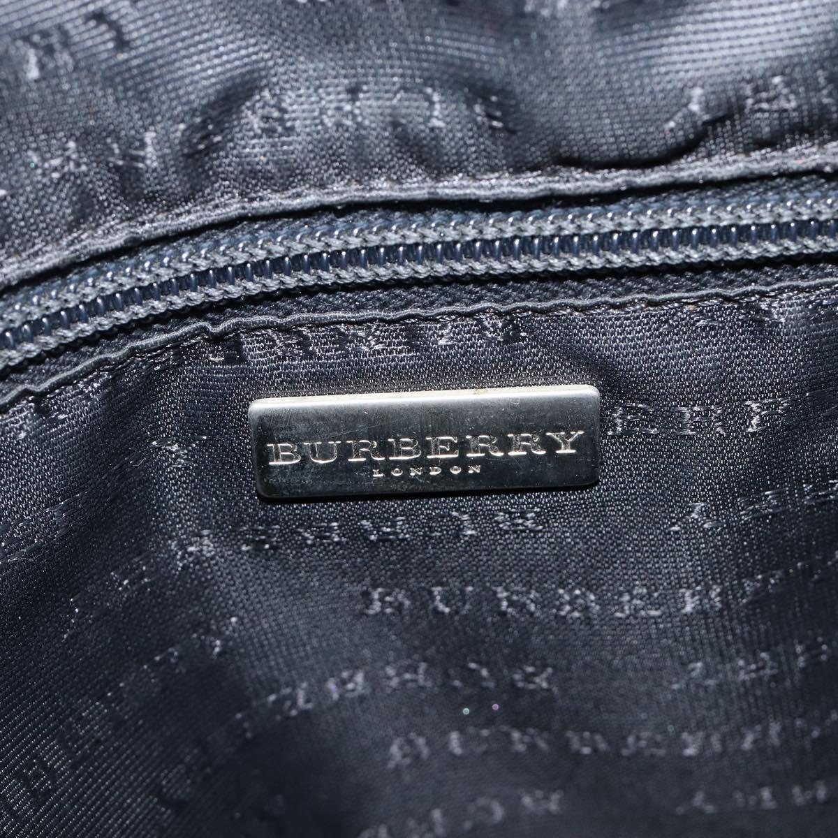 BURBERRY Nova Check Hand Bag PVC Leather Beige Silver Auth ka6732A