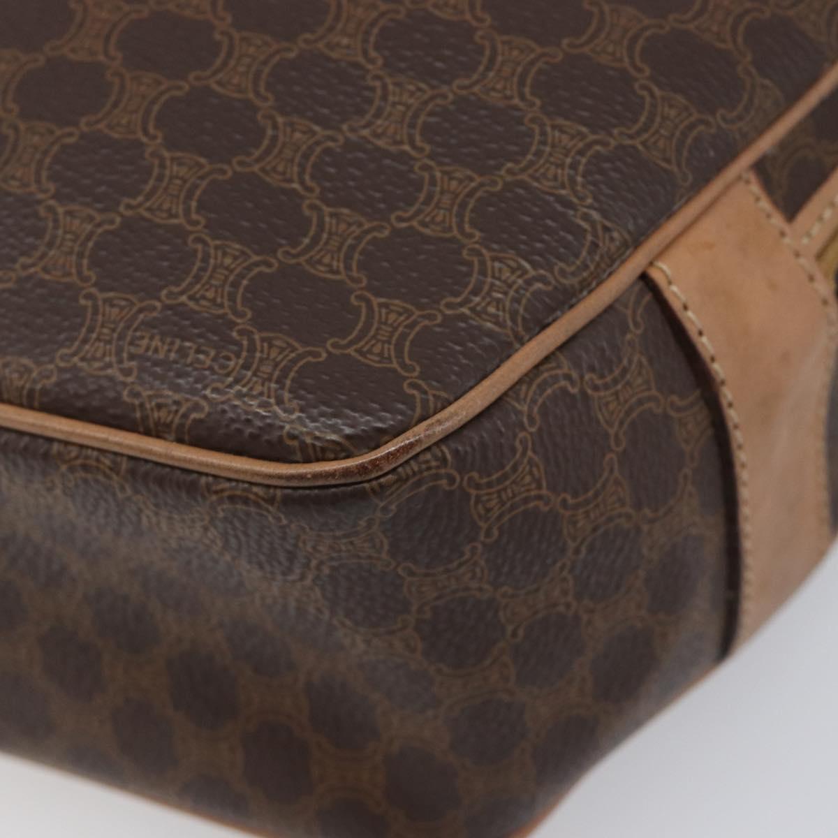 CELINE Macadam Shoulder Bag PVC Brown Gold Tone Auth ka6736A