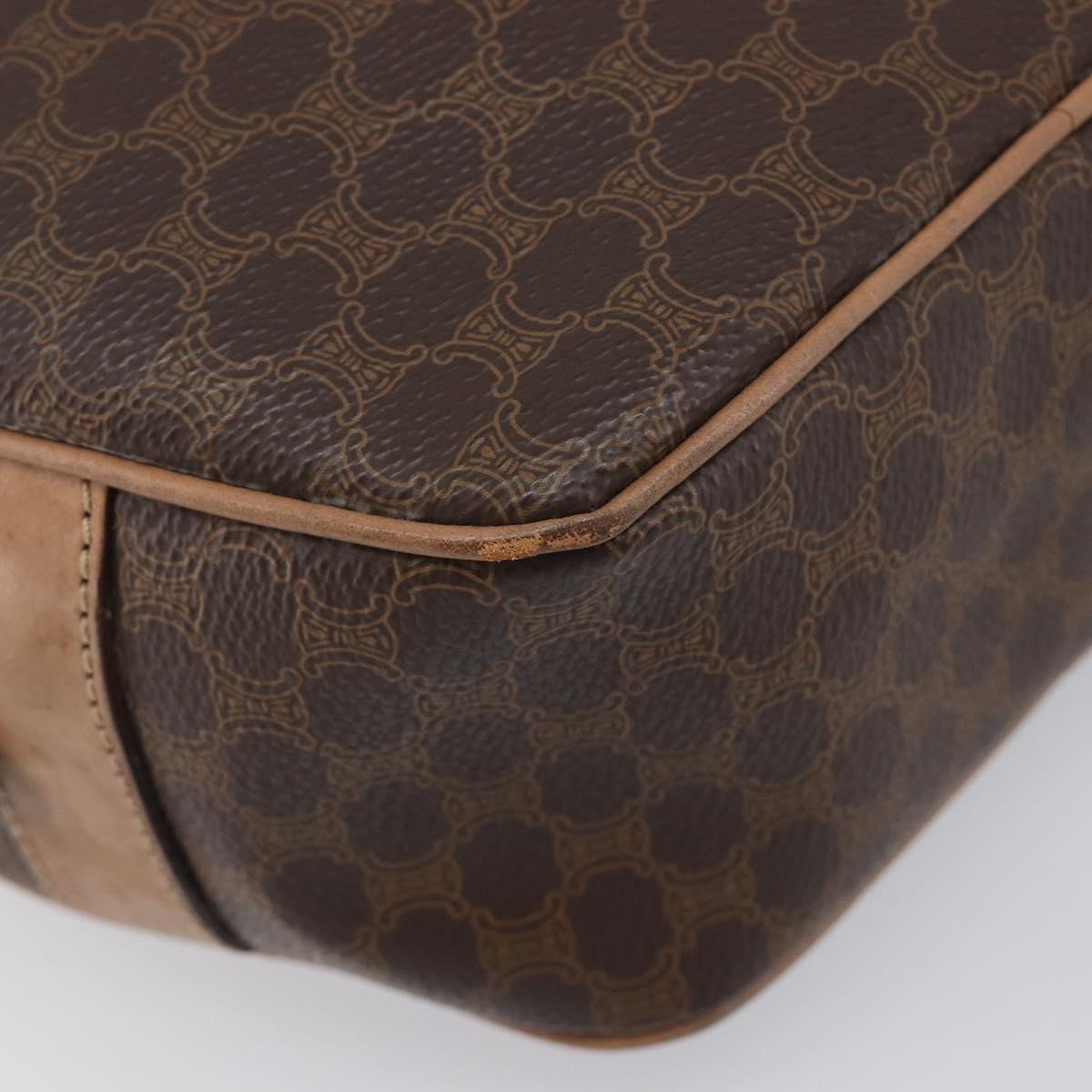 CELINE Macadam Shoulder Bag PVC Brown Gold Tone Auth ka6736A