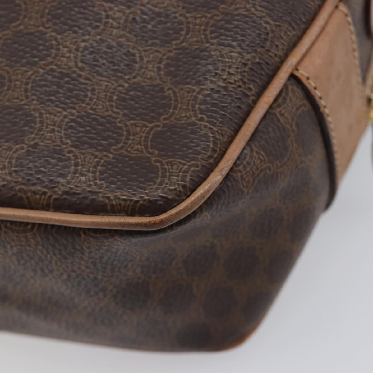 CELINE Macadam Shoulder Bag PVC Brown Gold Tone Auth ka6736A