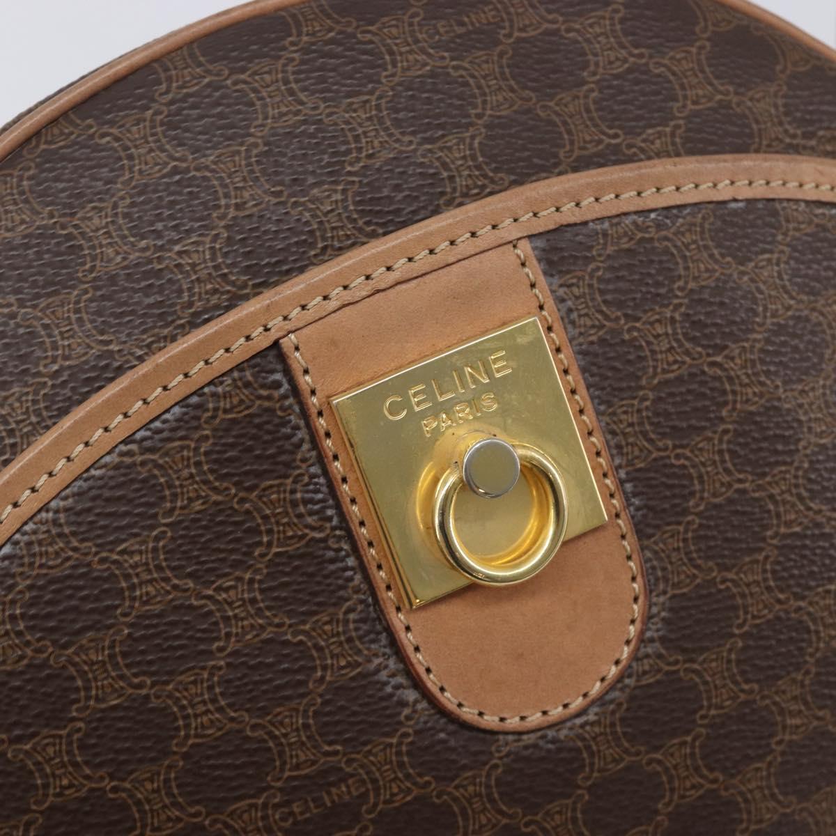 CELINE Macadam Shoulder Bag PVC Brown Gold Tone Auth ka6736A