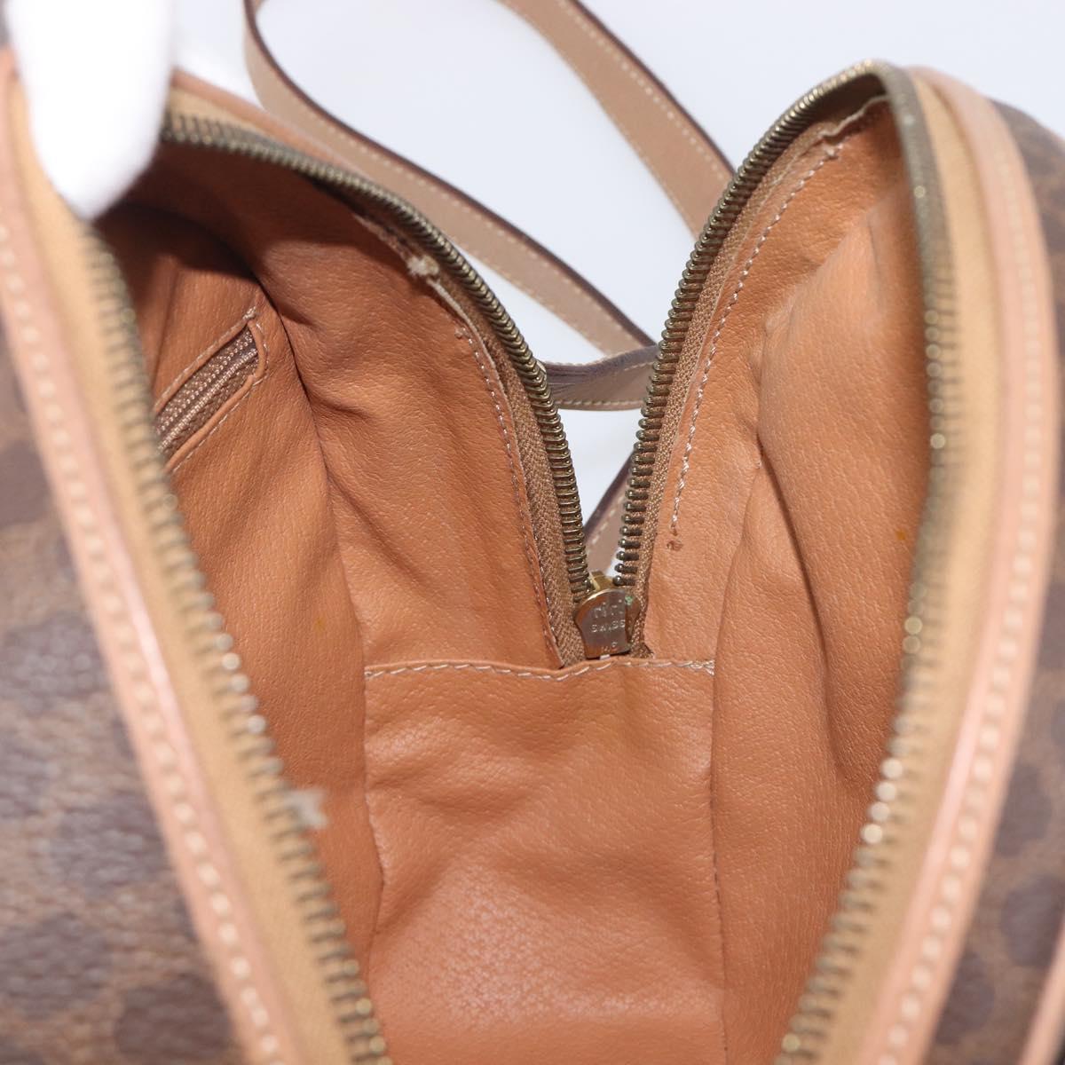 CELINE Macadam Shoulder Bag PVC Brown Gold Tone Auth ka6736A
