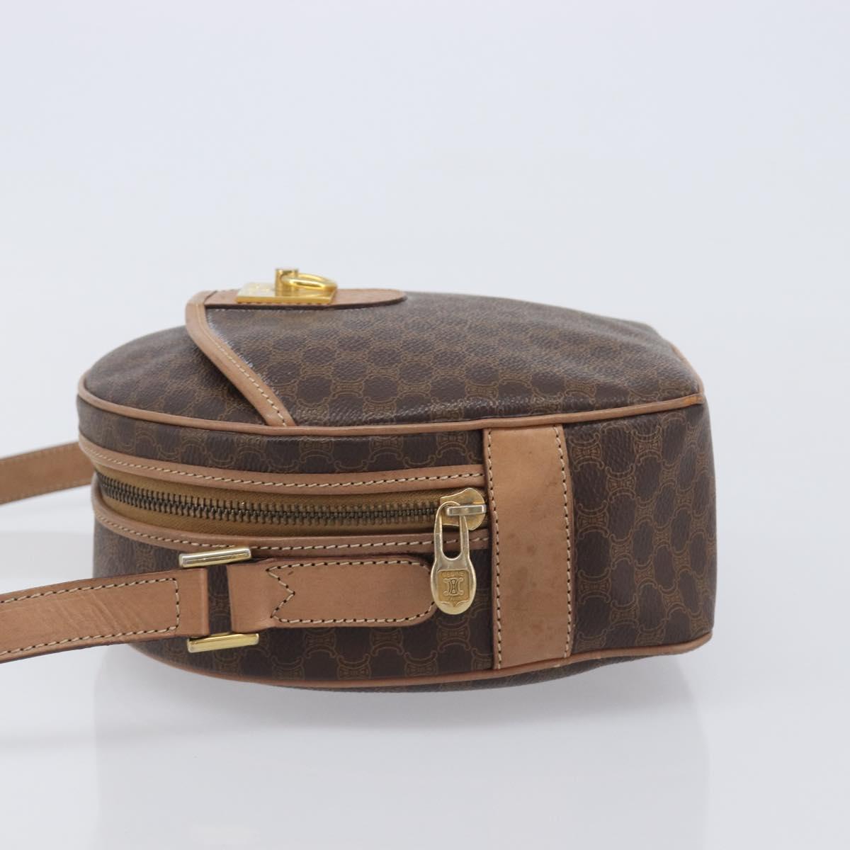 CELINE Macadam Shoulder Bag PVC Brown Gold Tone Auth ka6736A