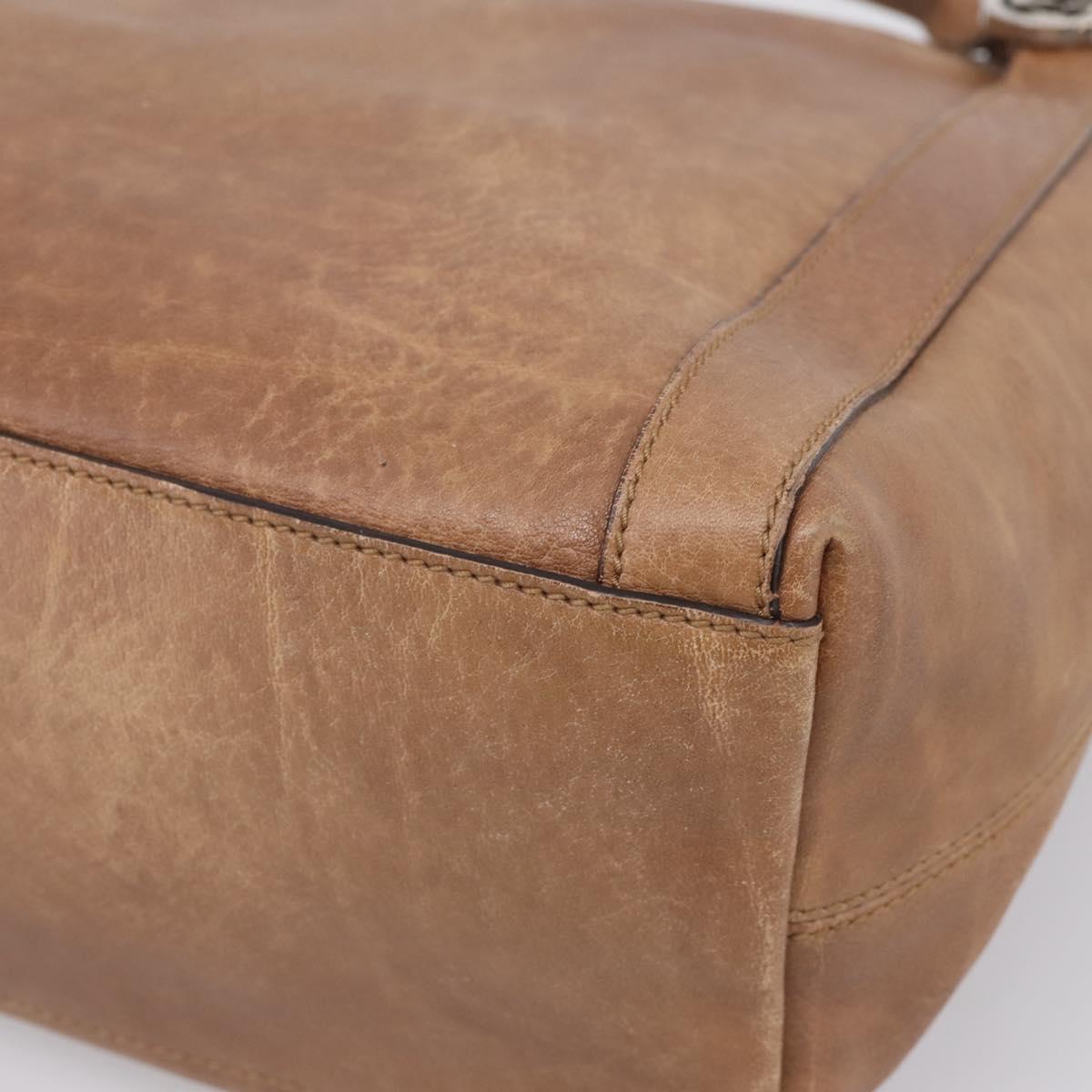 GUCCI Miss GG Hand Bag Leather Brown Silver 323675 Auth ka6739