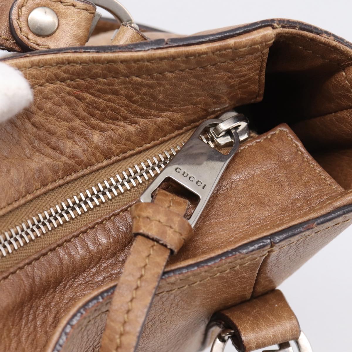 GUCCI Miss GG Hand Bag Leather Brown Silver 323675 Auth ka6739