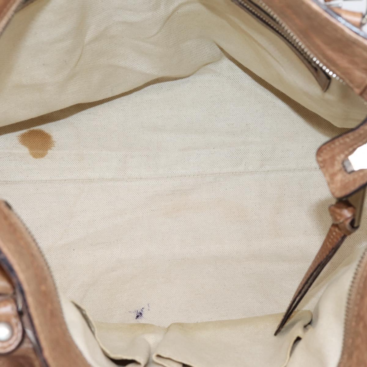 GUCCI Miss GG Hand Bag Leather Brown Silver 323675 Auth ka6739