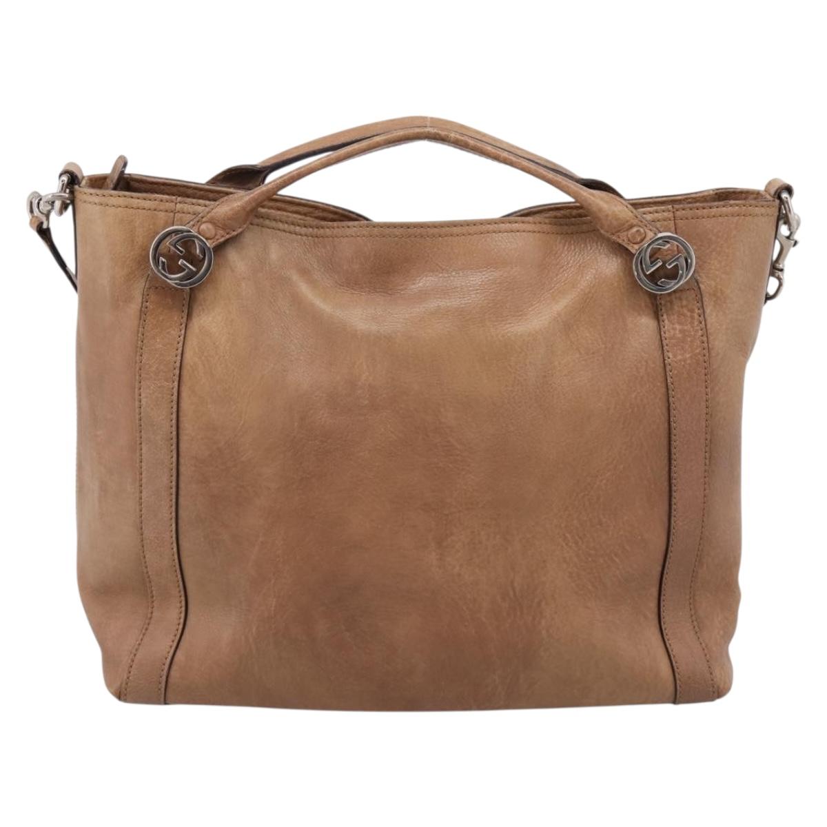 GUCCI Miss GG Hand Bag Leather Brown Silver 323675 Auth ka6739