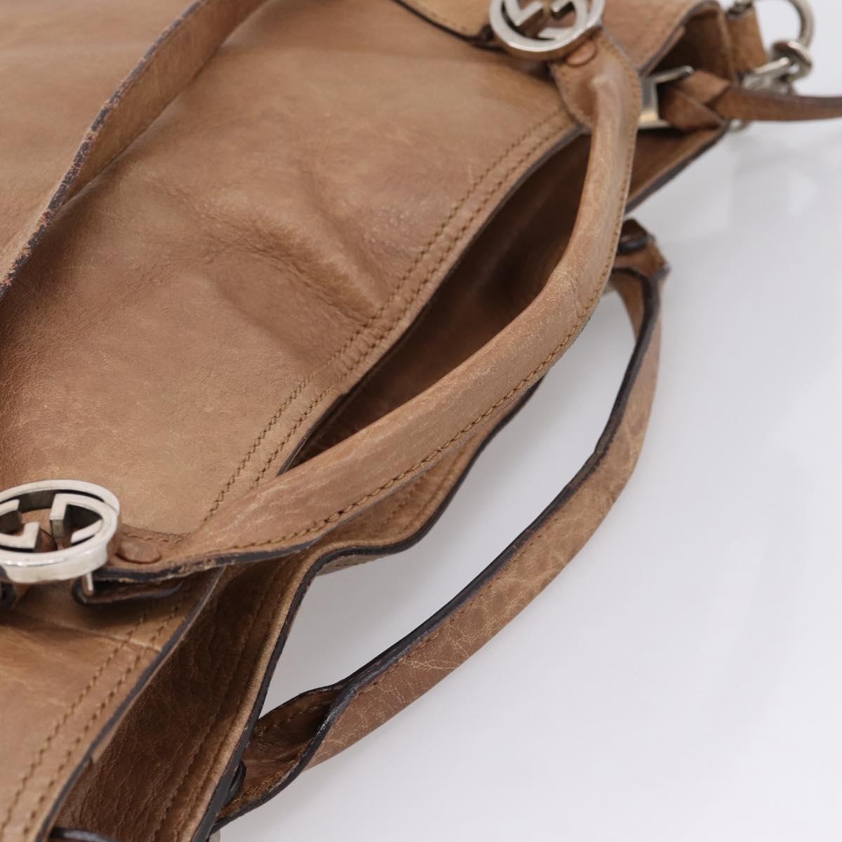 GUCCI Miss GG Hand Bag Leather Brown Silver 323675 Auth ka6739