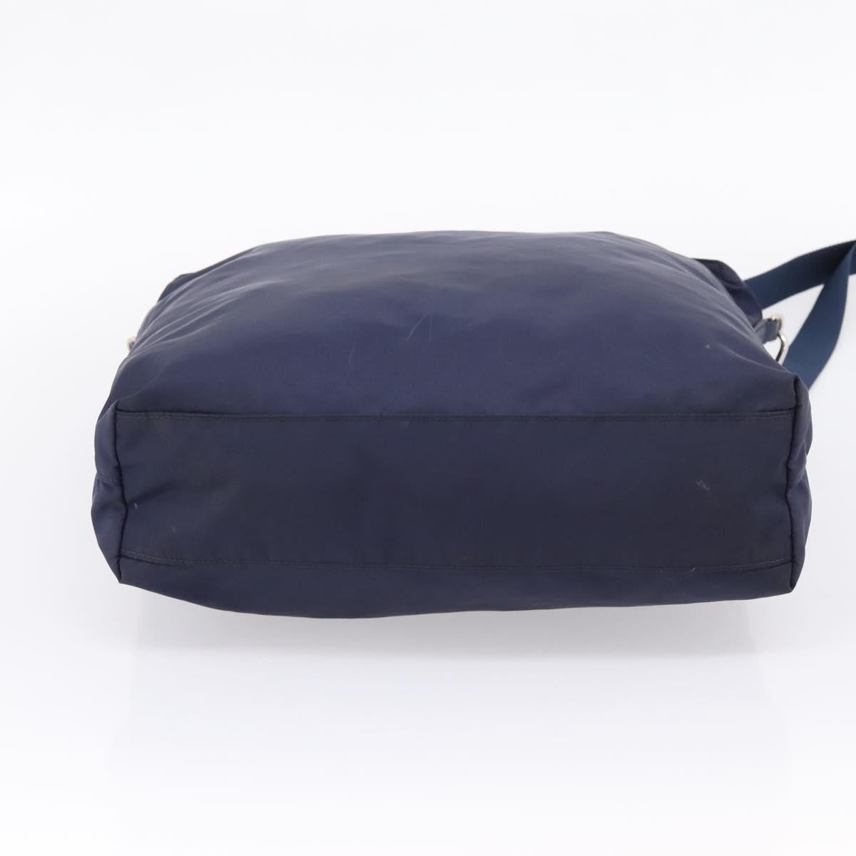 PRADA Tote Bag Nylon 2way Navy Silver Auth ka6740A