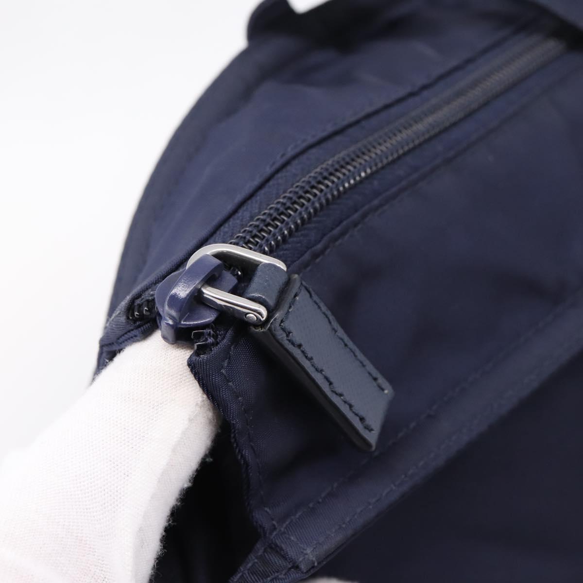 PRADA Tote Bag Nylon 2way Navy Silver Auth ka6740A