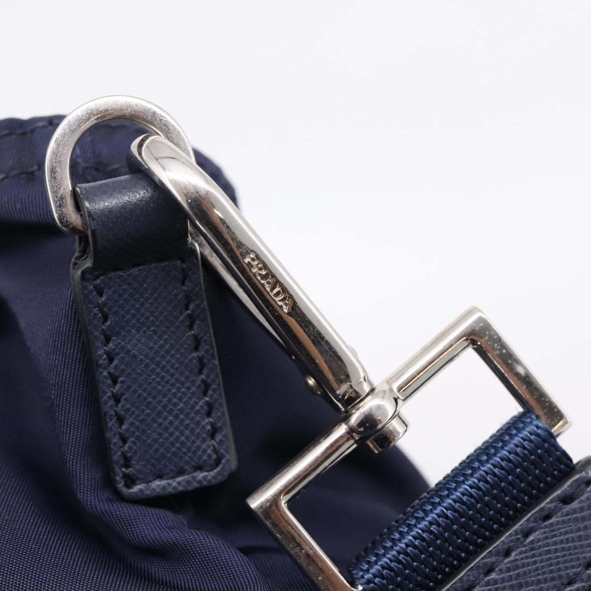 PRADA Tote Bag Nylon 2way Navy Silver Auth ka6740A