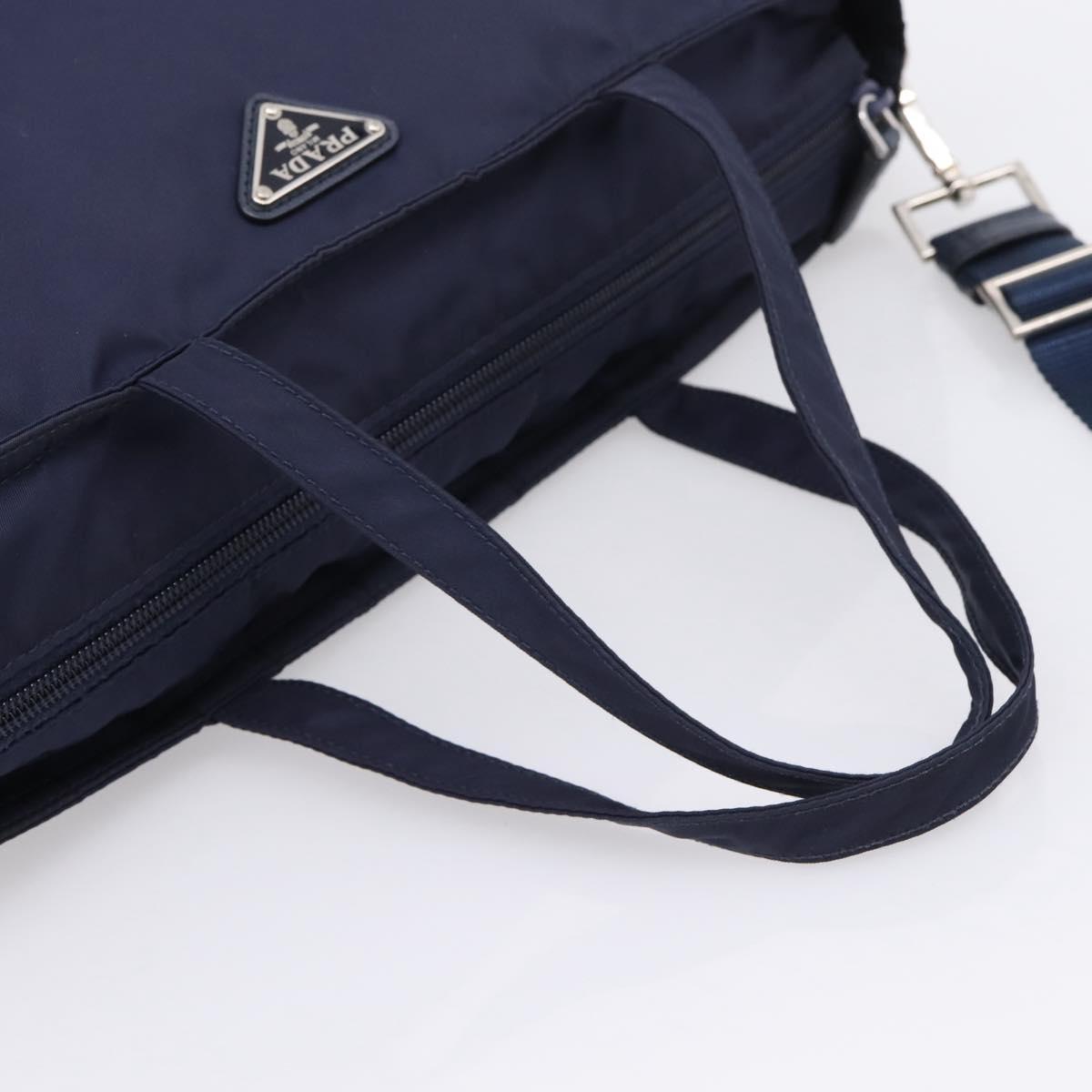 PRADA Tote Bag Nylon 2way Navy Silver Auth ka6740A