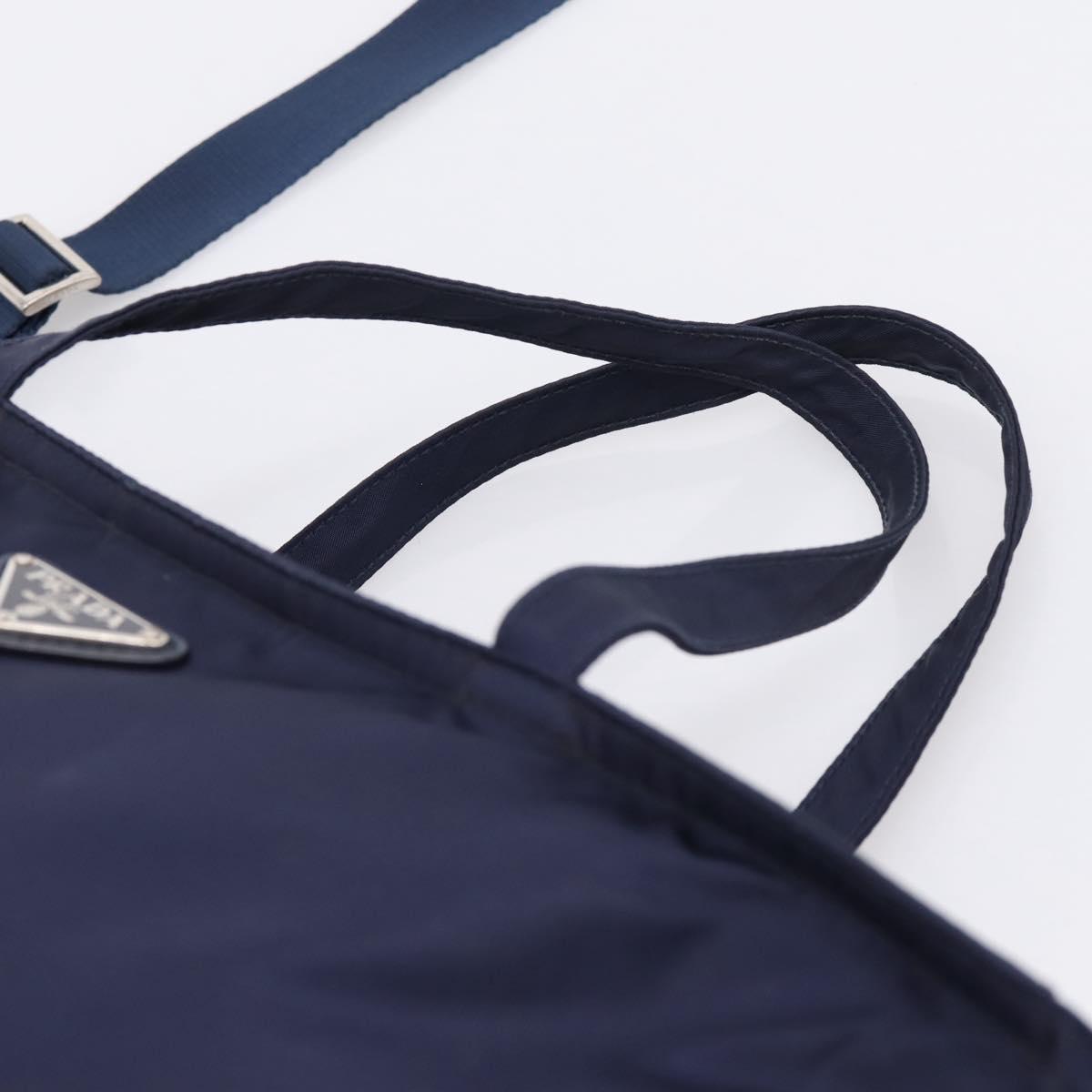 PRADA Tote Bag Nylon 2way Navy Silver Auth ka6740A