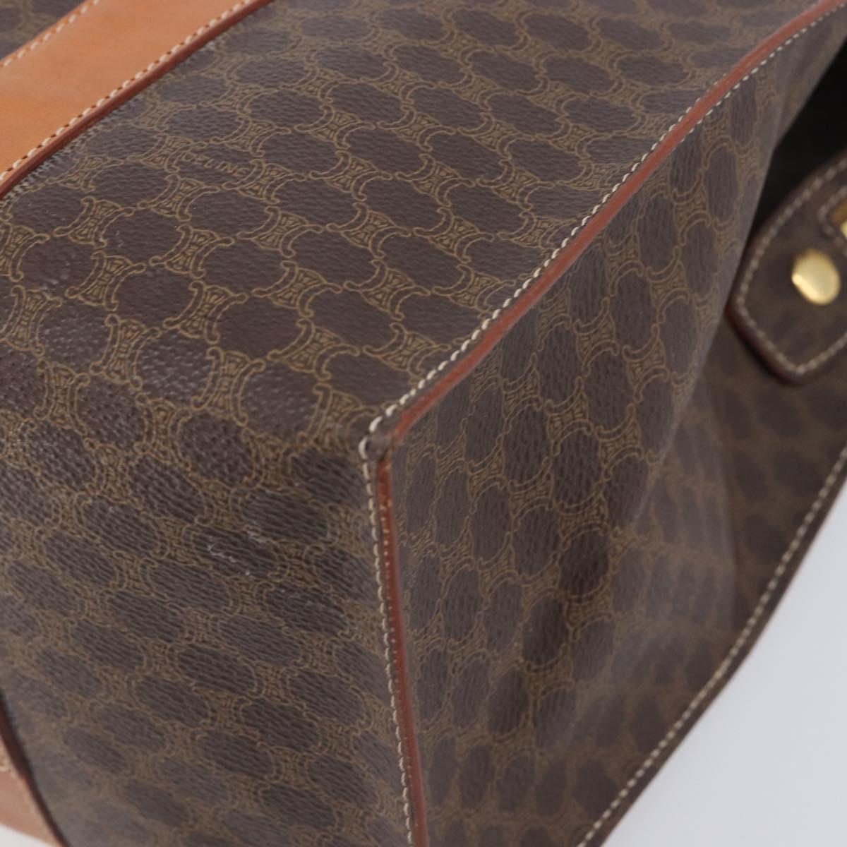 CELINE Macadam Shoulder Bag PVC Brown Gold Tone Auth ka6741