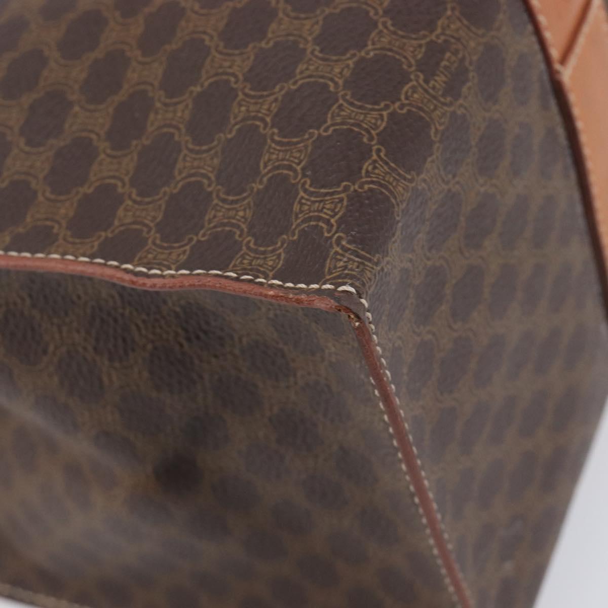 CELINE Macadam Shoulder Bag PVC Brown Gold Tone Auth ka6741