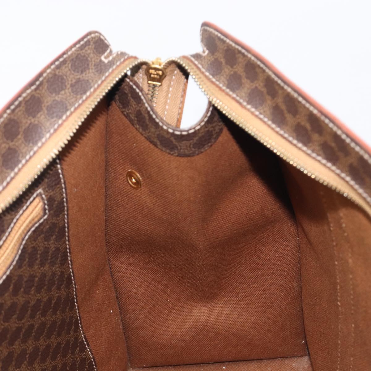 CELINE Macadam Shoulder Bag PVC Brown Gold Tone Auth ka6741
