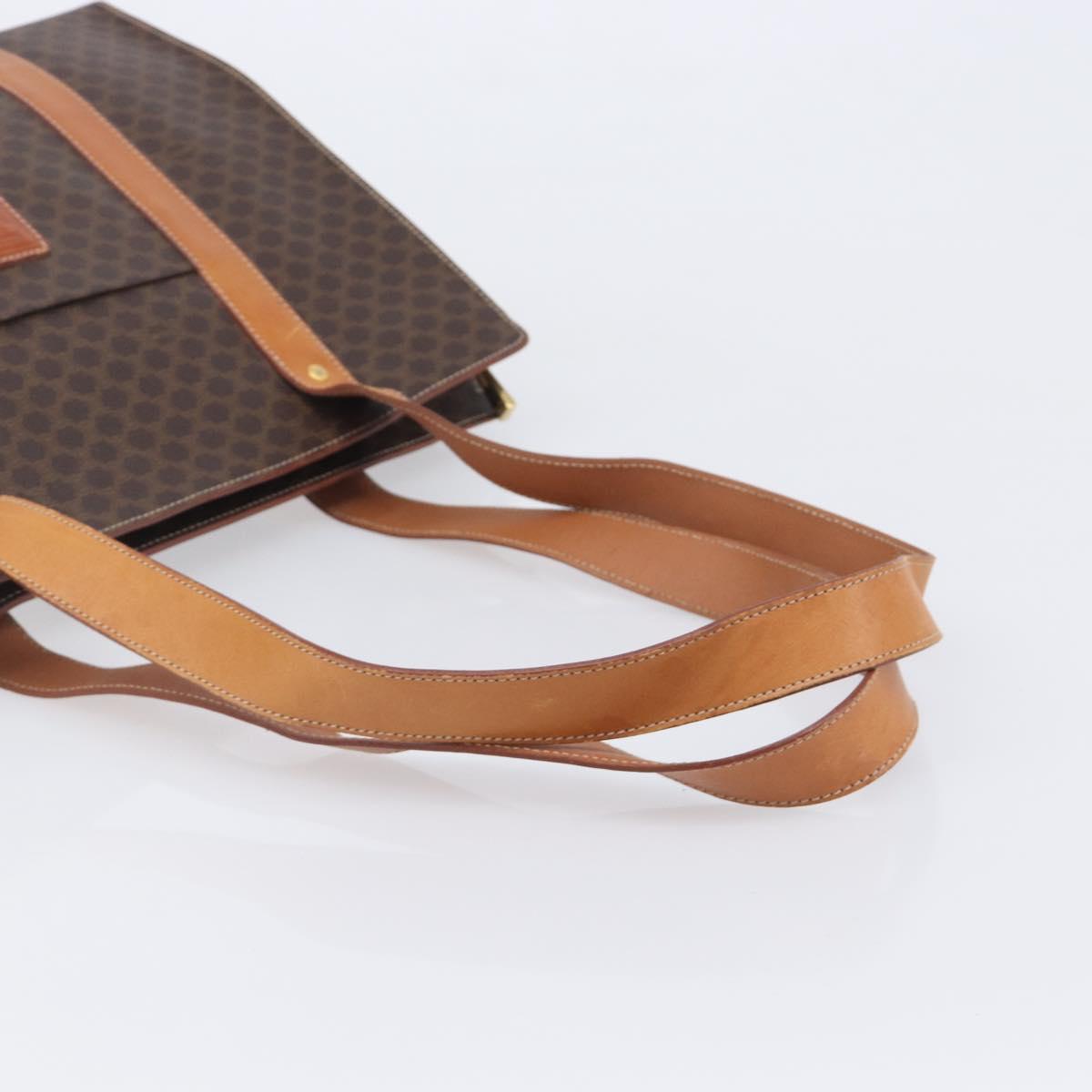 CELINE Macadam Shoulder Bag PVC Brown Gold Tone Auth ka6741