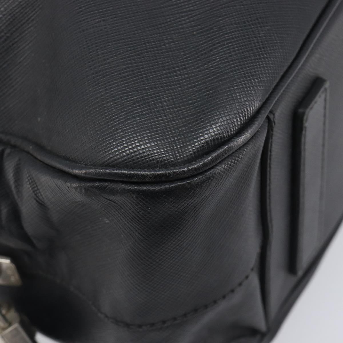 PRADA Hand Bag Saffiano leather Black Silver Auth ka6744