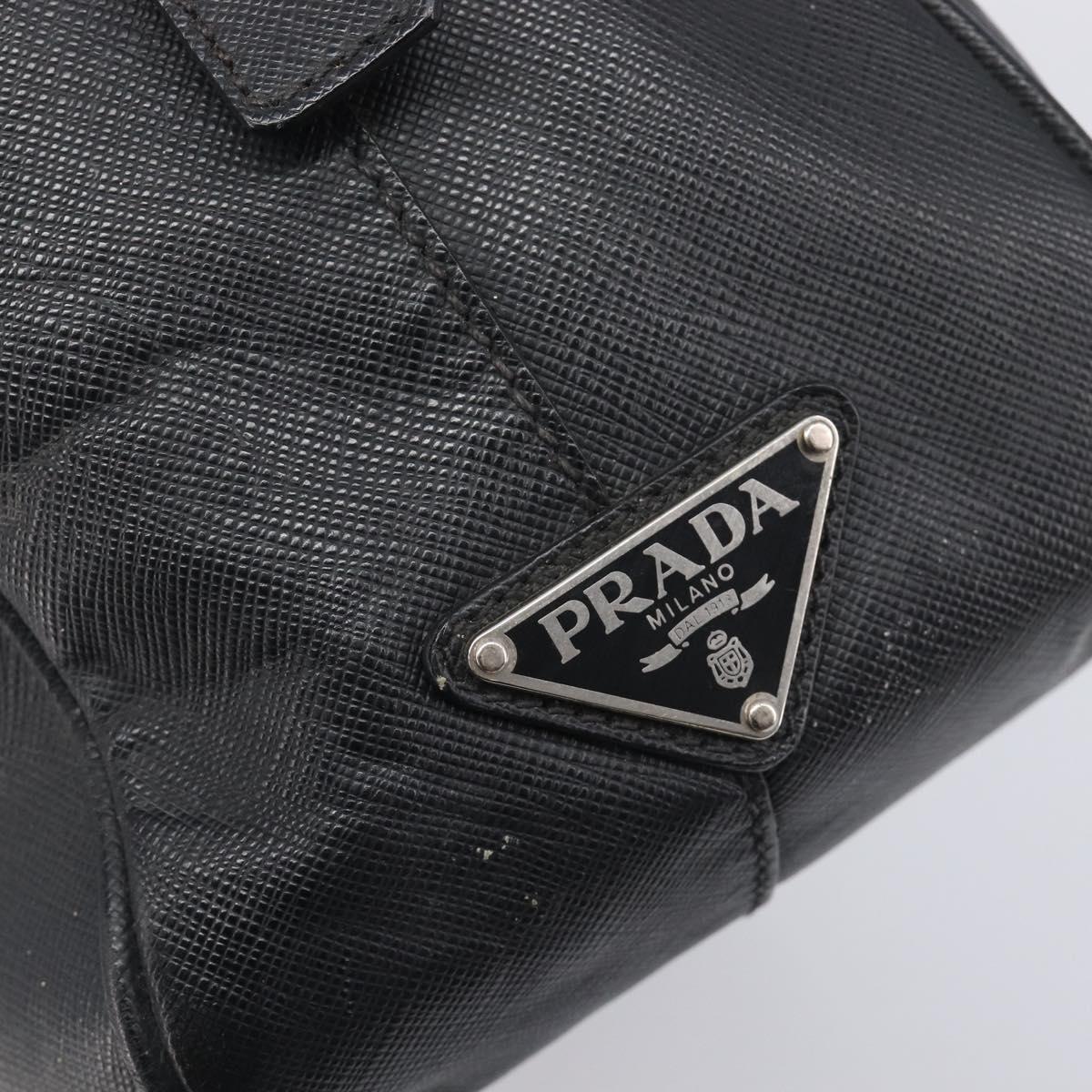 PRADA Hand Bag Saffiano leather Black Silver Auth ka6744