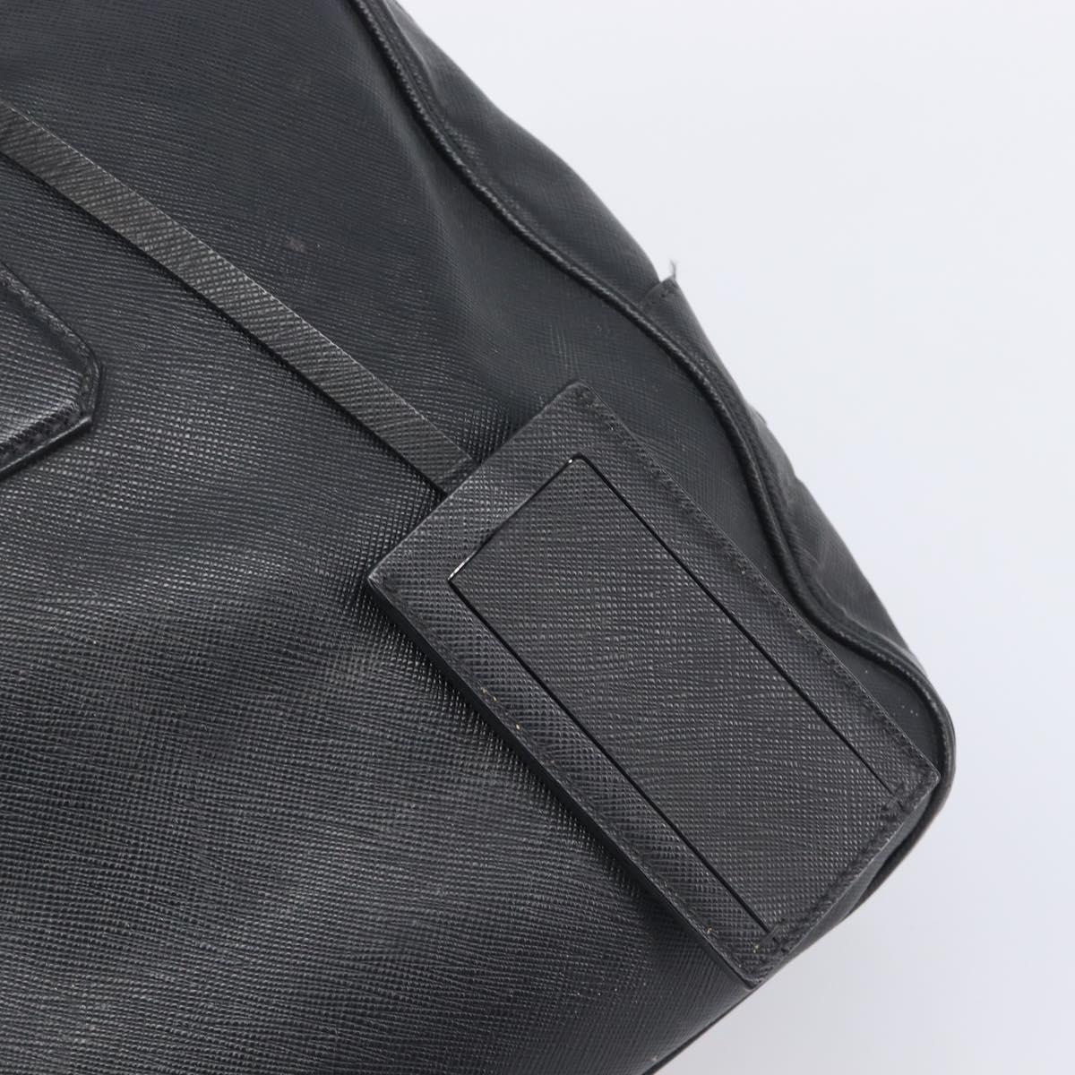 PRADA Hand Bag Saffiano leather Black Silver Auth ka6744
