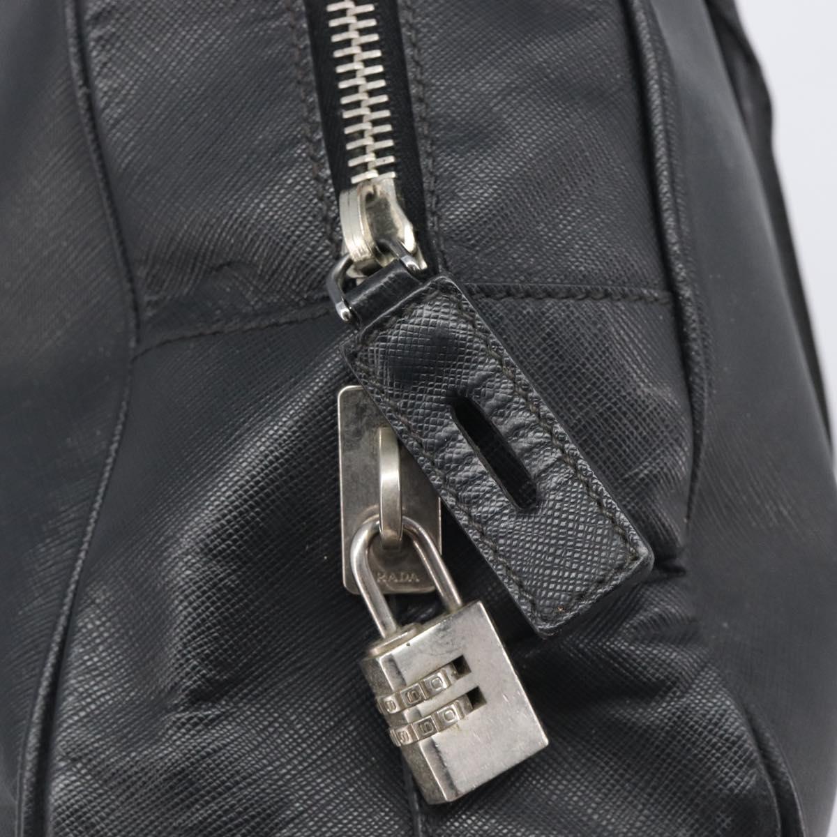 PRADA Hand Bag Saffiano leather Black Silver Auth ka6744