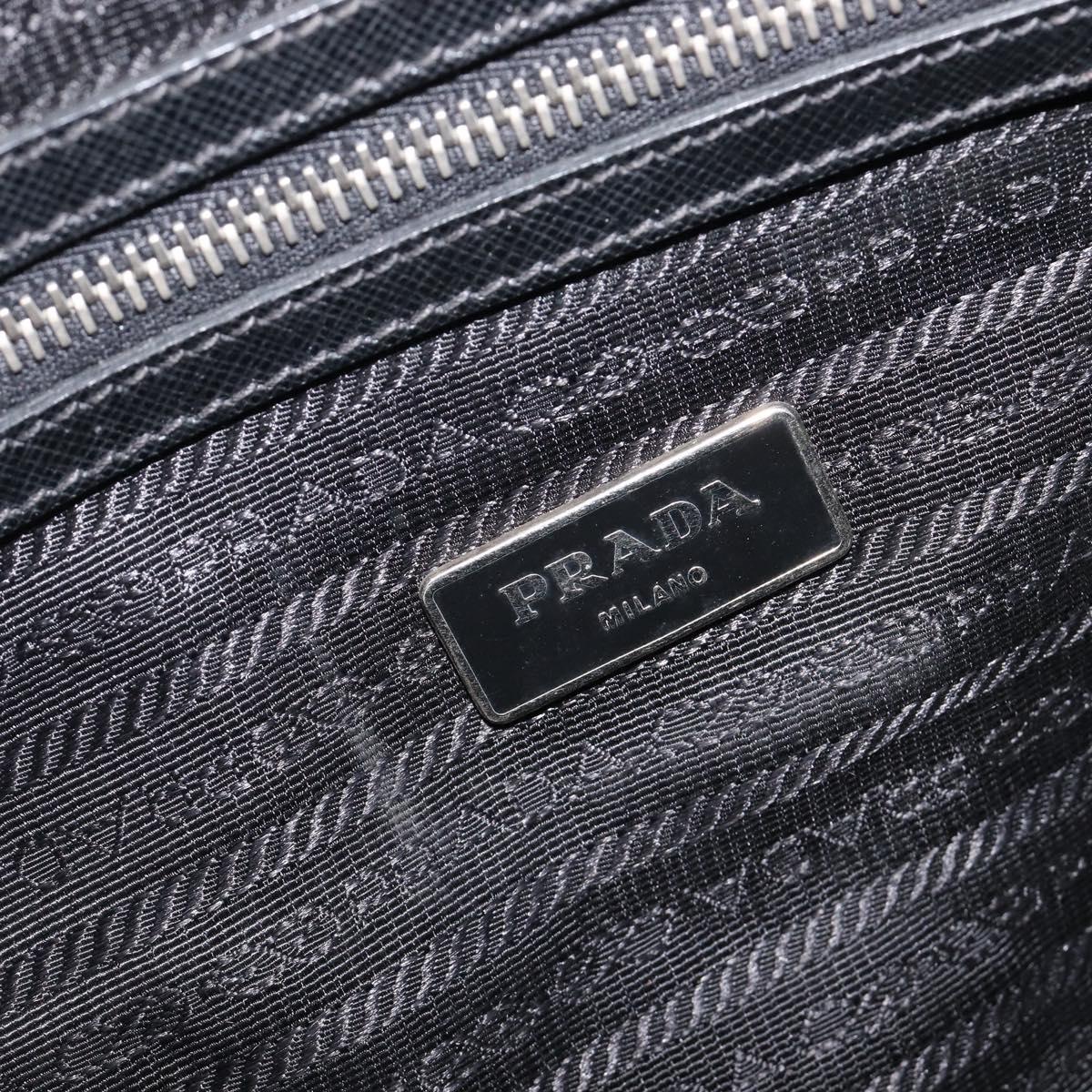 PRADA Hand Bag Saffiano leather Black Silver Auth ka6744