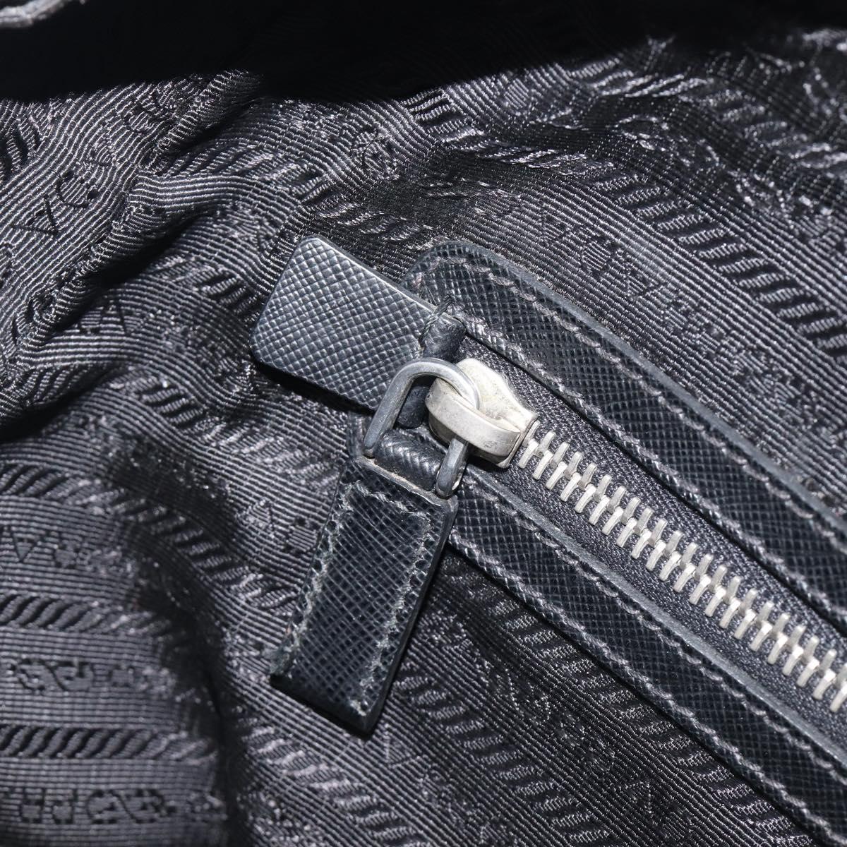 PRADA Hand Bag Saffiano leather Black Silver Auth ka6744
