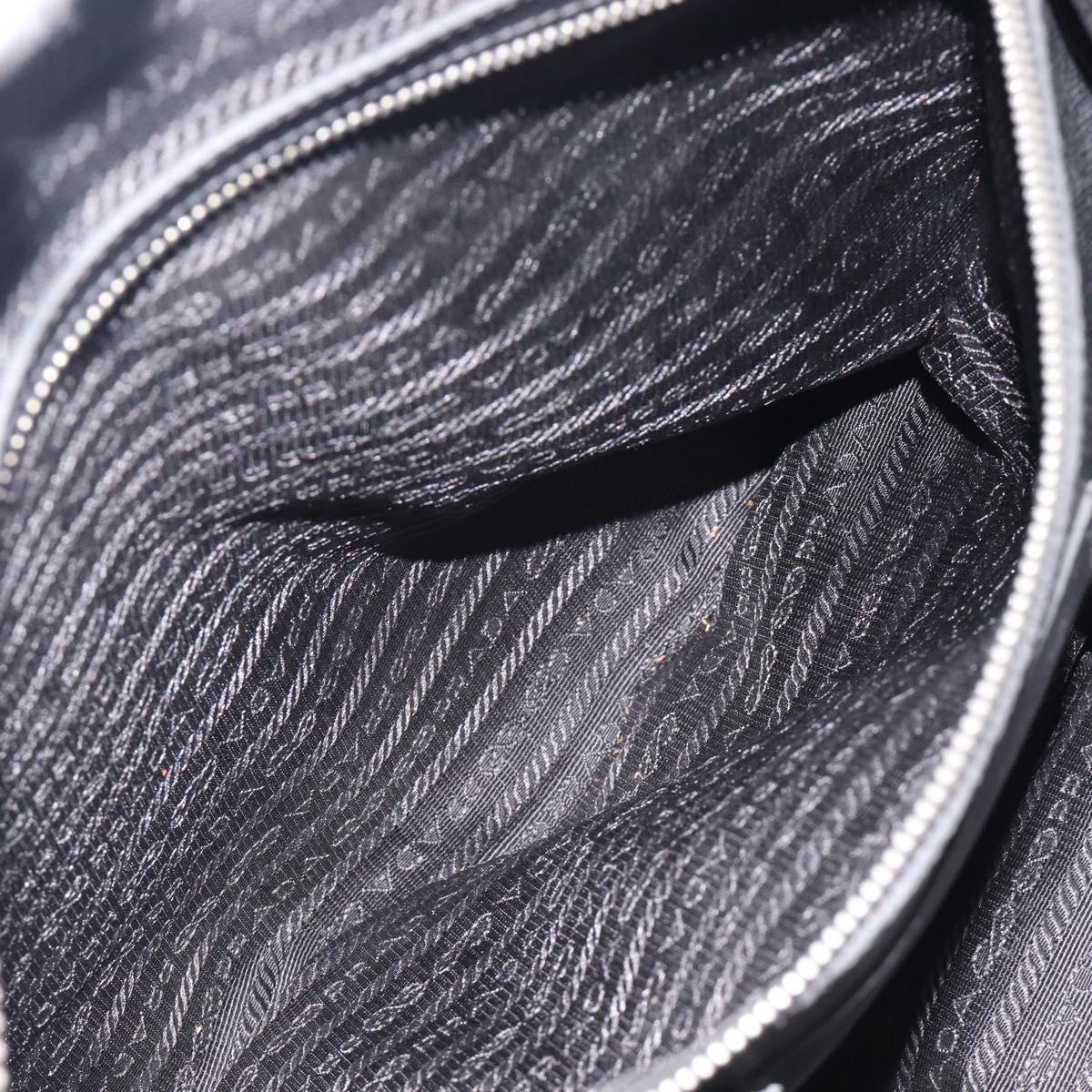 PRADA Hand Bag Saffiano leather Black Silver Auth ka6744