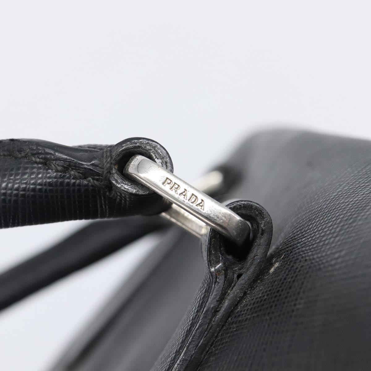 PRADA Hand Bag Saffiano leather Black Silver Auth ka6744