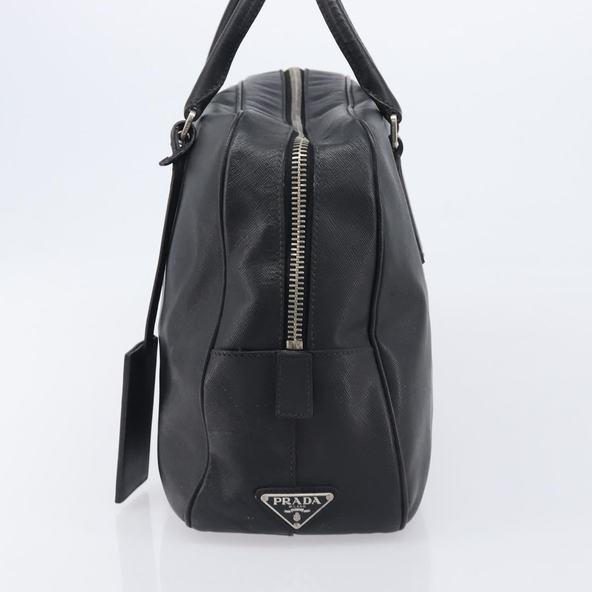 PRADA Hand Bag Saffiano leather Black Silver Auth ka6744