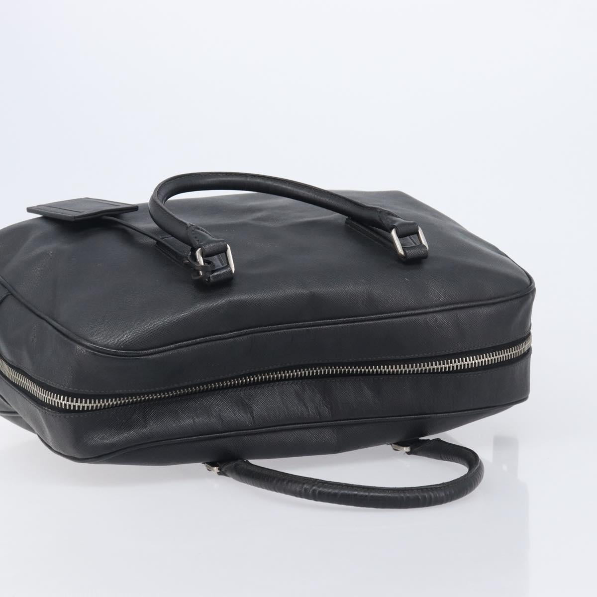PRADA Hand Bag Saffiano leather Black Silver Auth ka6744
