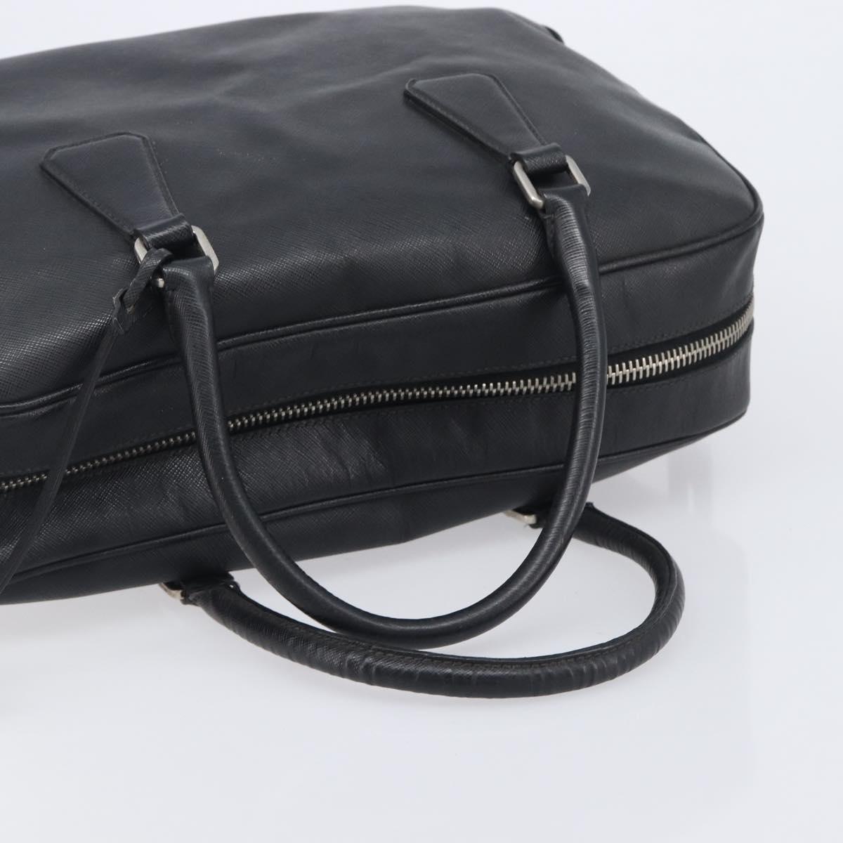 PRADA Hand Bag Saffiano leather Black Silver Auth ka6744