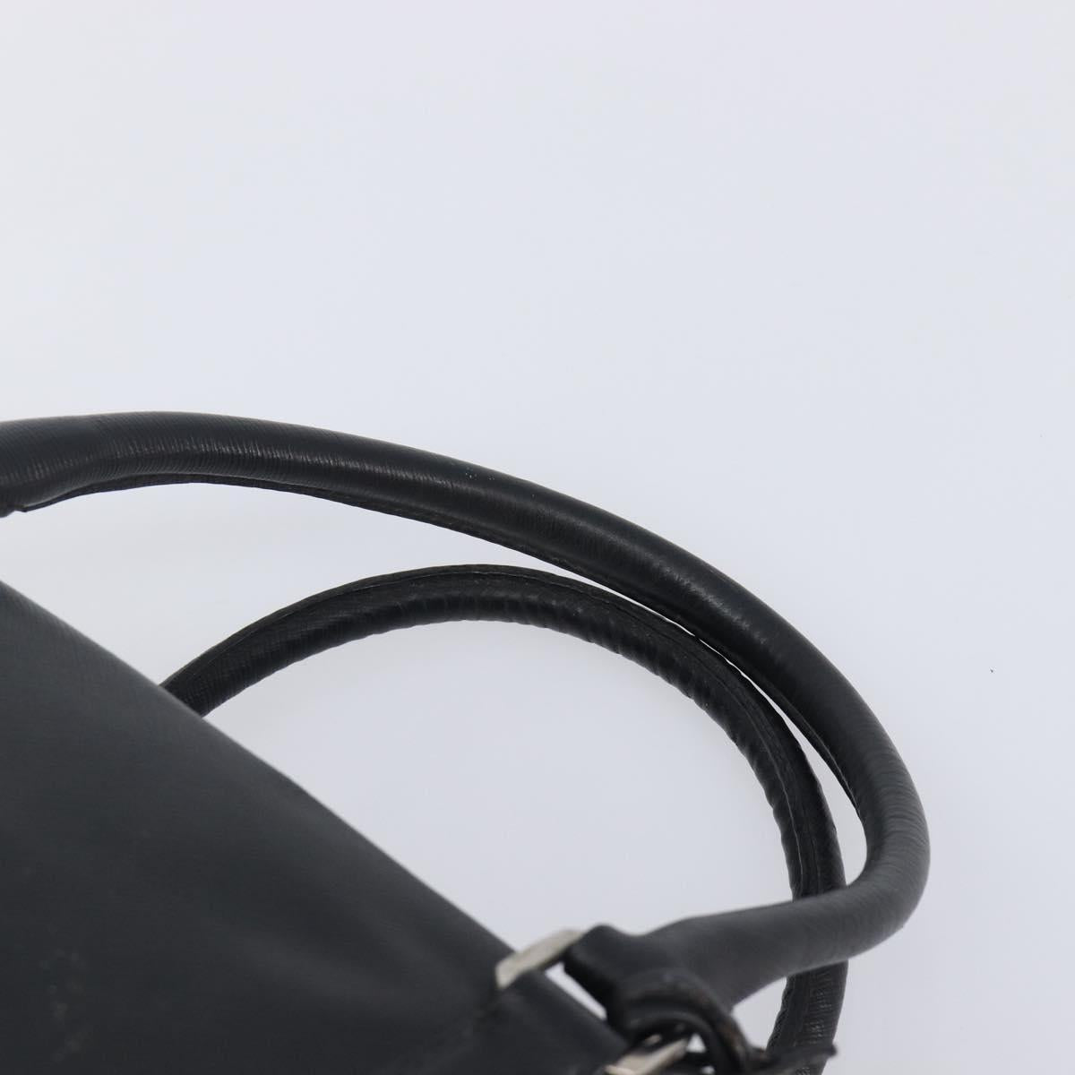 PRADA Hand Bag Saffiano leather Black Silver Auth ka6744